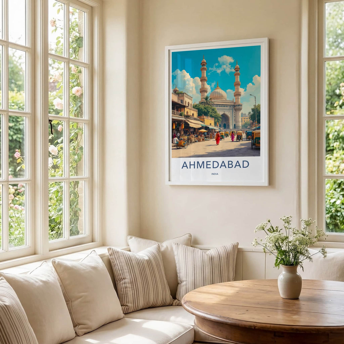 Ahmedabad Poster - India Wall Art - Gujarat Grand Mosque Market Home Decor