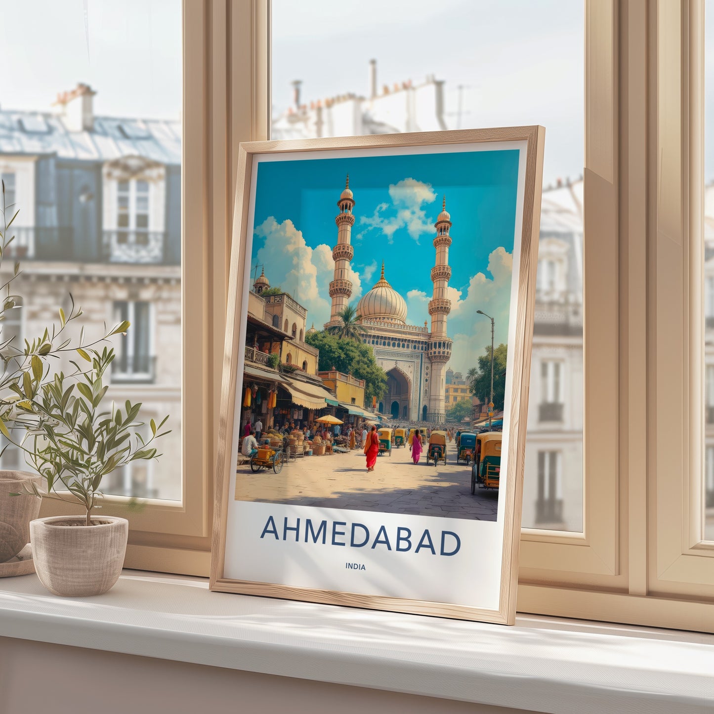 Ahmedabad Poster - India Wall Art - Gujarat Grand Mosque Market Home Decor