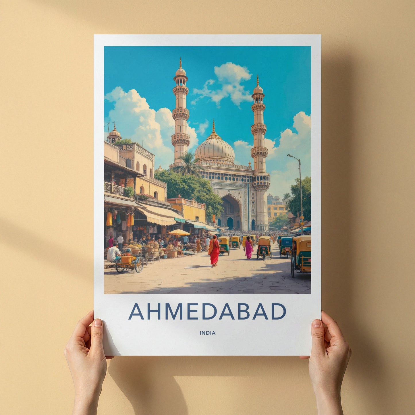 Ahmedabad Poster - India Wall Art - Gujarat Grand Mosque Market Home Decor