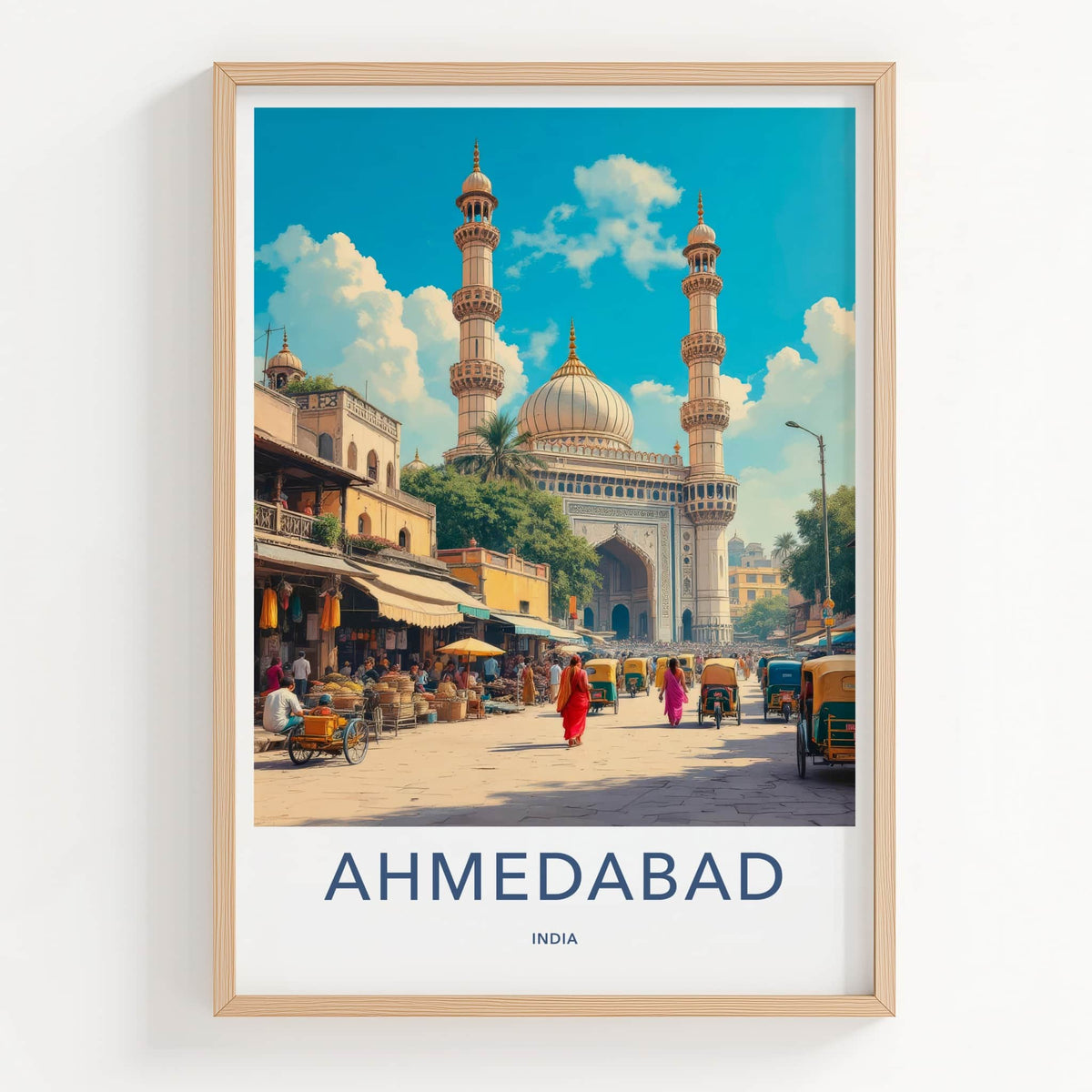 Ahmedabad Poster - India Wall Art - Gujarat Grand Mosque Market Home Decor