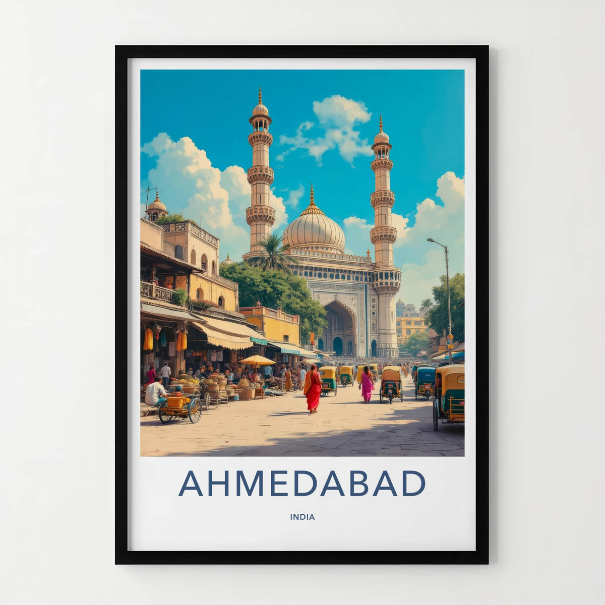 Ahmedabad Poster - India Wall Art - Gujarat Grand Mosque Market Home Decor