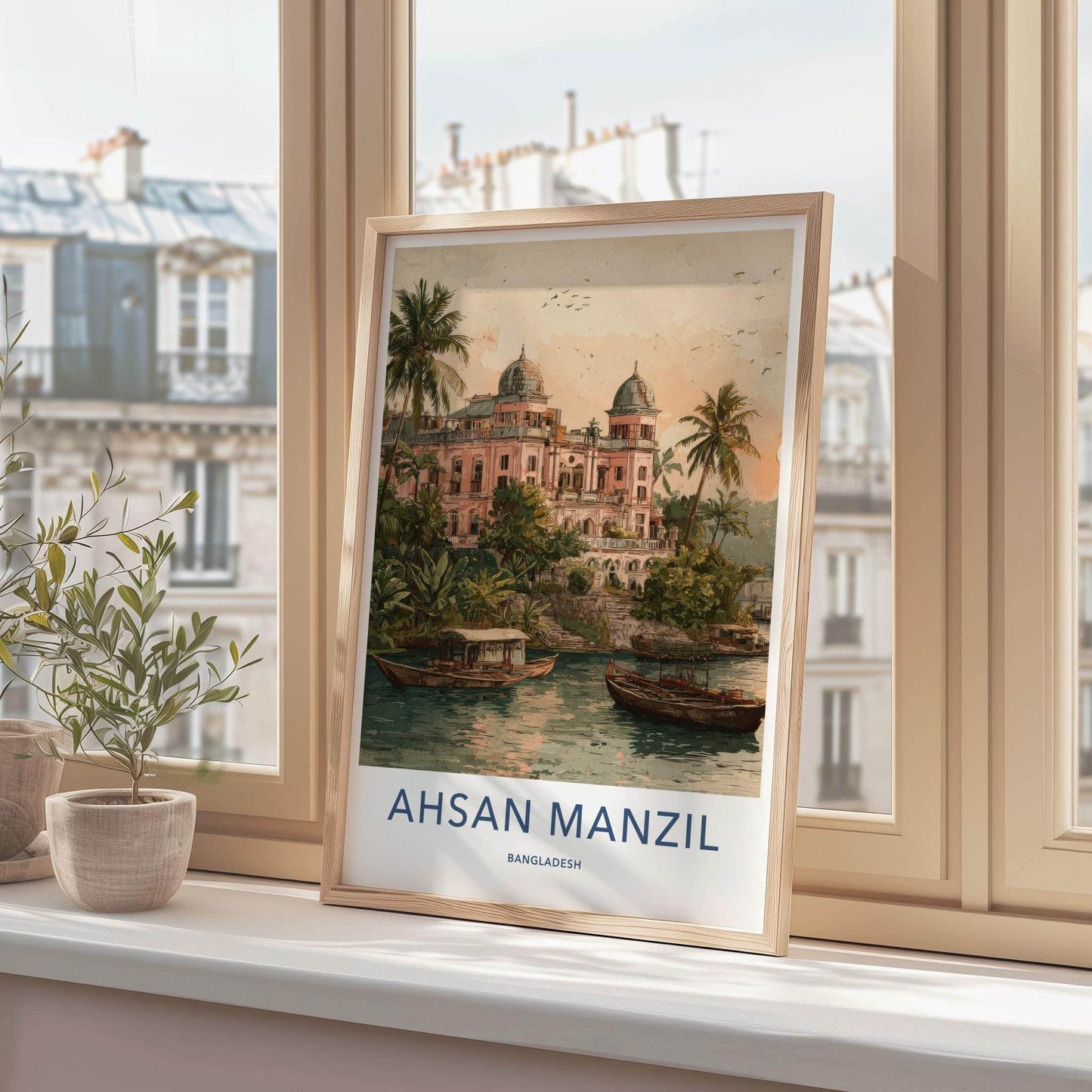 Ahsan Manzil Poster - Bangladesh Travel Art - Historic Palace River Home Decor