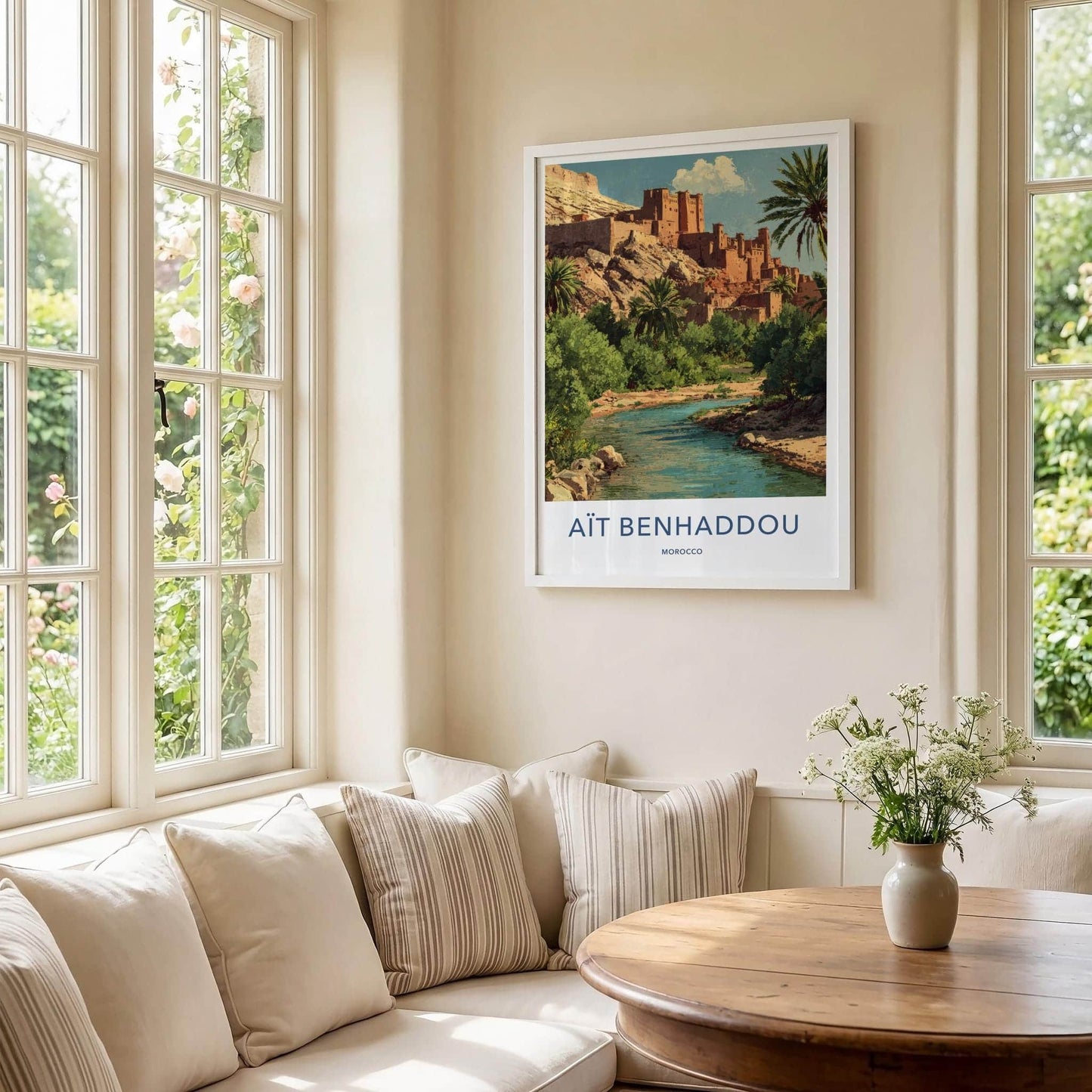 Ait Benhaddou Poster - Morocco Travel Illustration - historic village oasis Wall Decor