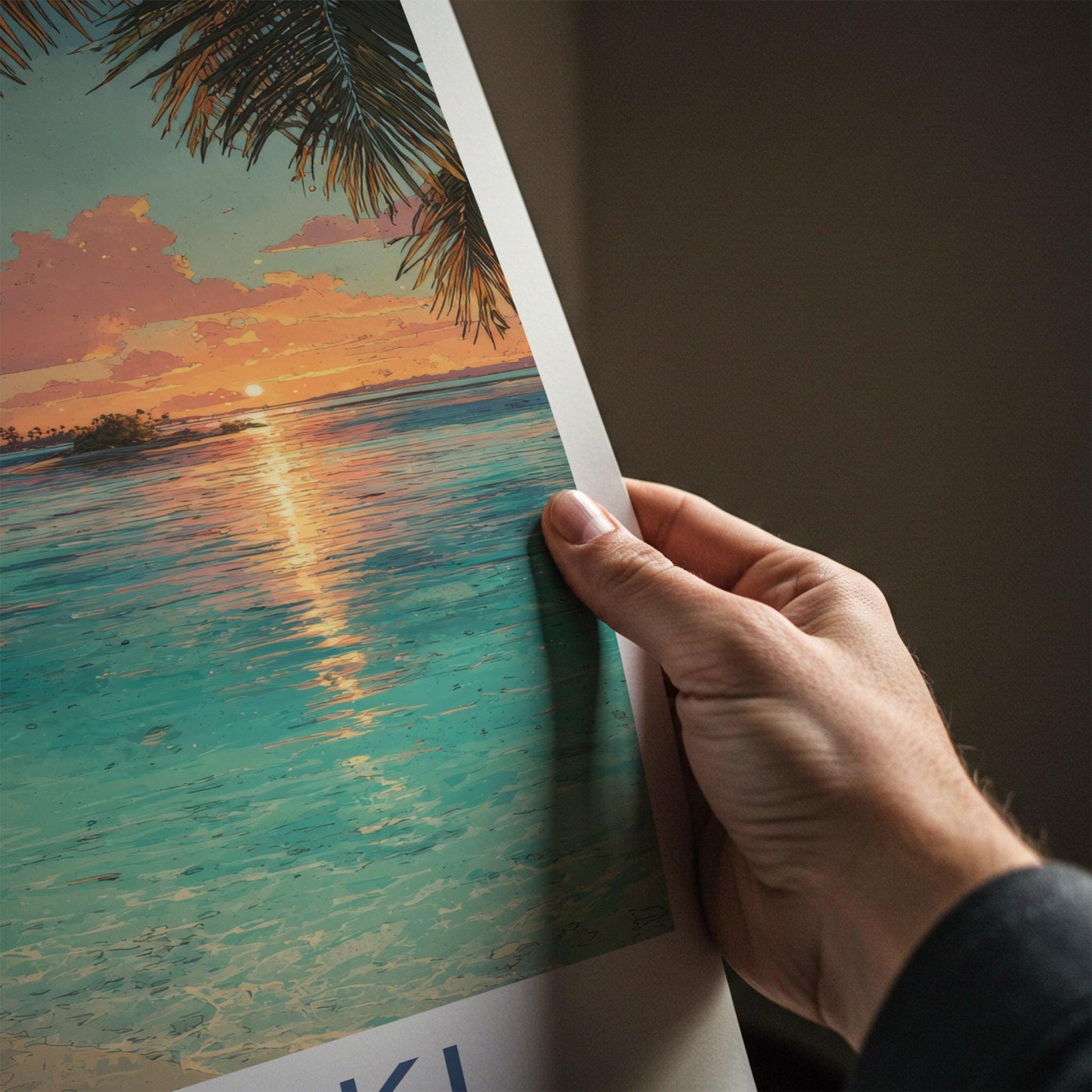 Aitutaki Poster - Cook Islands Travel Art - Serene Sunset Beach Home Decor