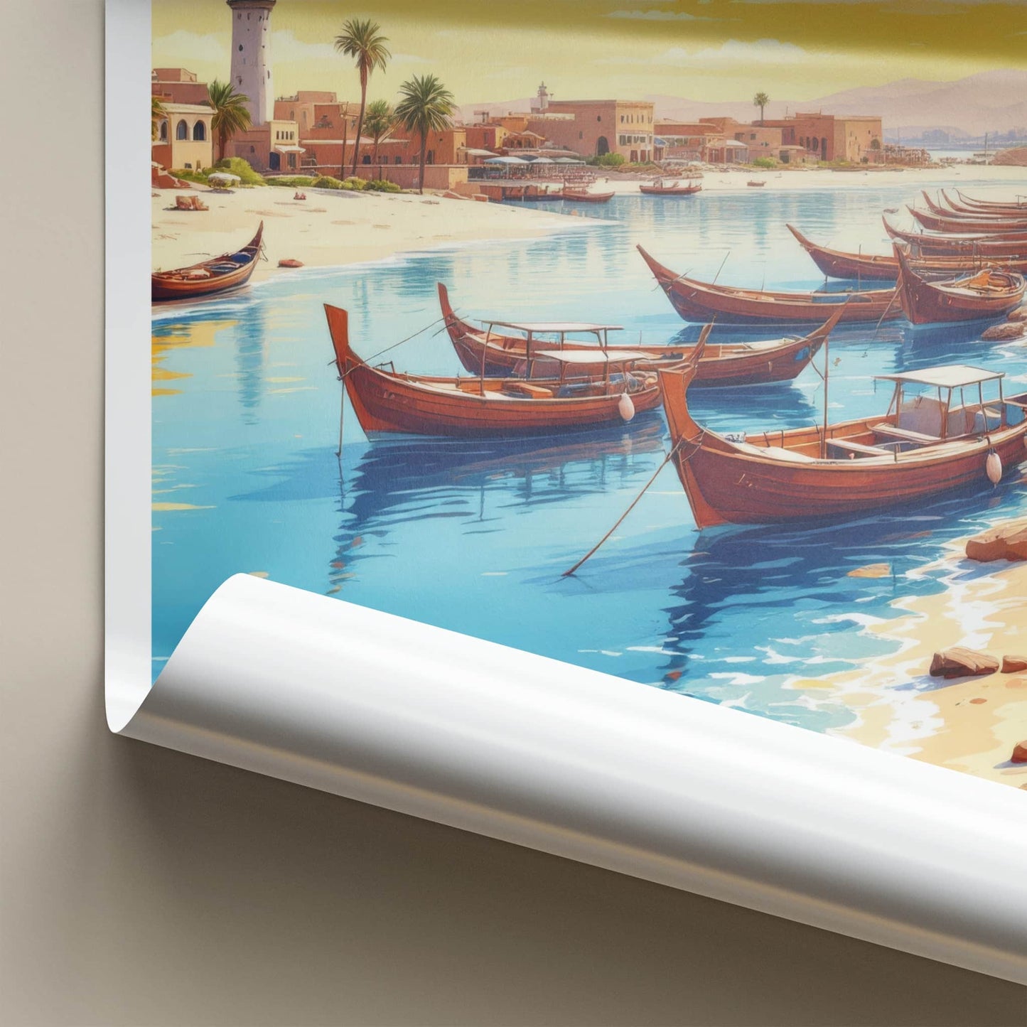 Ajman Poster - United Arab Emirates Moored Boats Inlet Home Decor