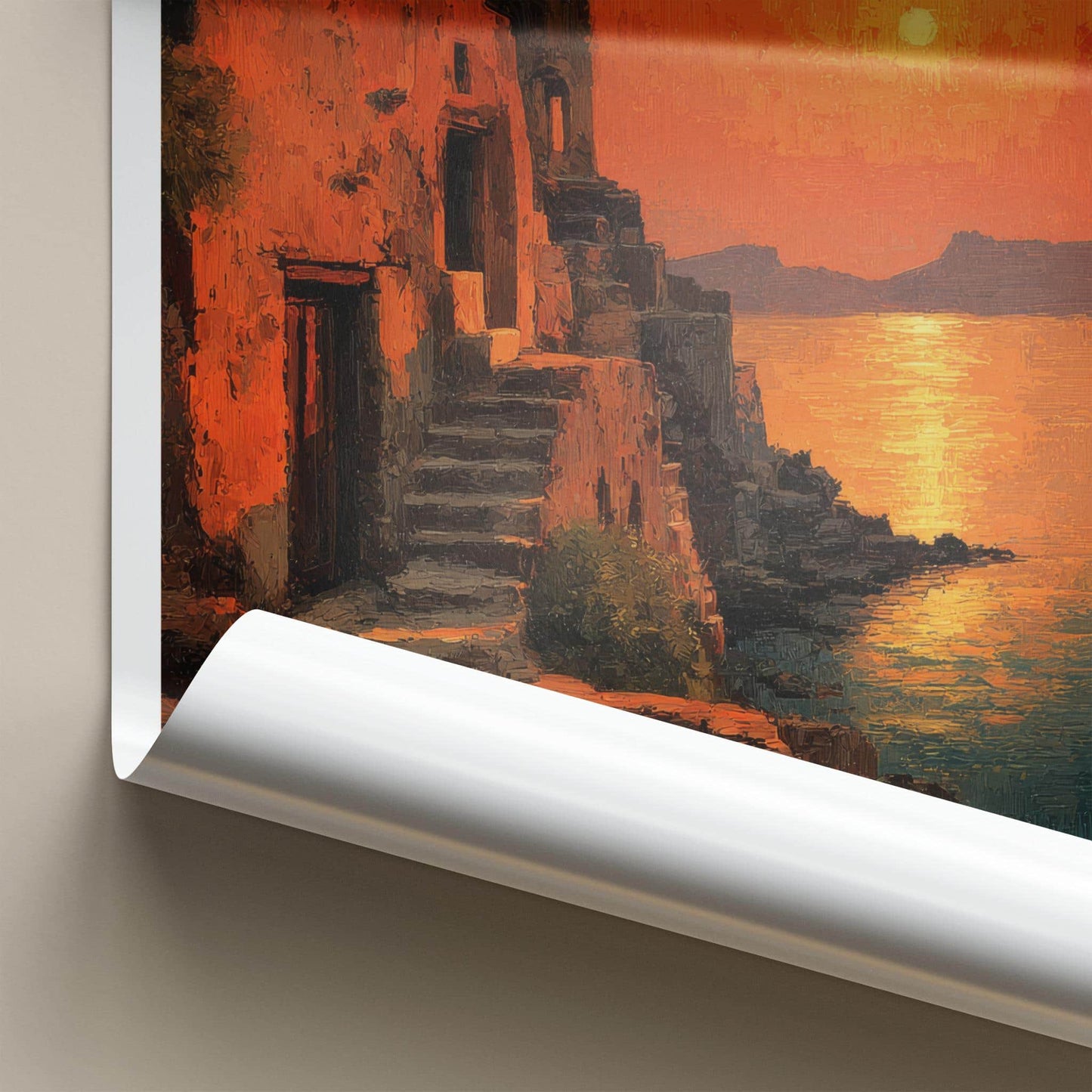 Akrotiri Poster - Greece Travel Art - Ancient Village Sunset Home Decor