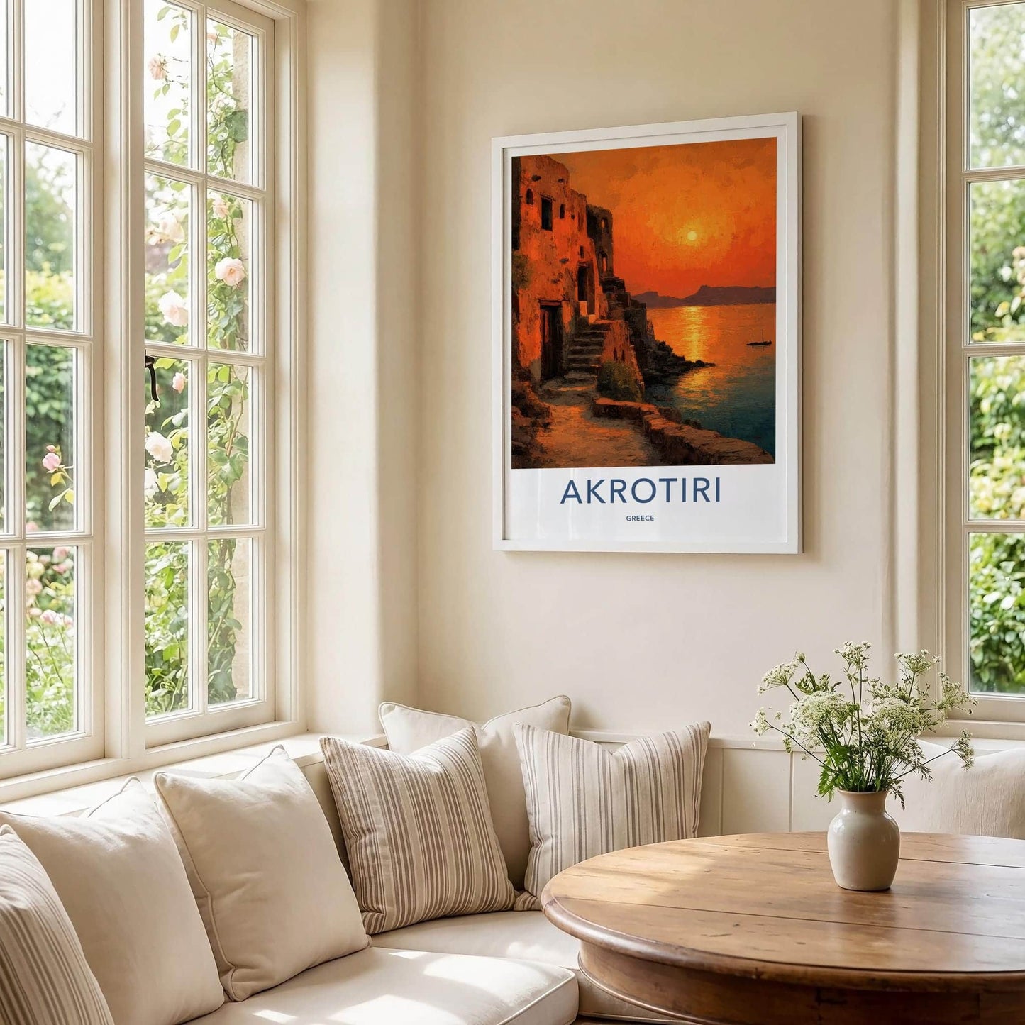 Akrotiri Poster - Greece Travel Art - Ancient Village Sunset Home Decor