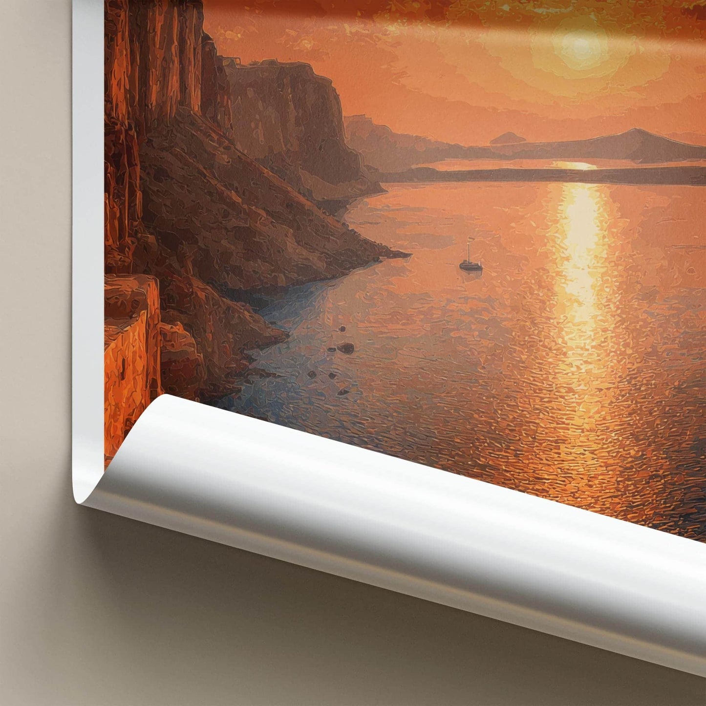 Akrotiri Poster - Greece Travel Art - Golden Sunset Island Wall Decor