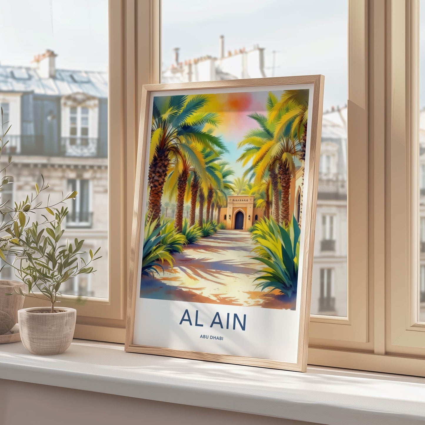 Al Ain Poster - United Arab Emirates Art Print - Palm Lined Entrance Gallery Art