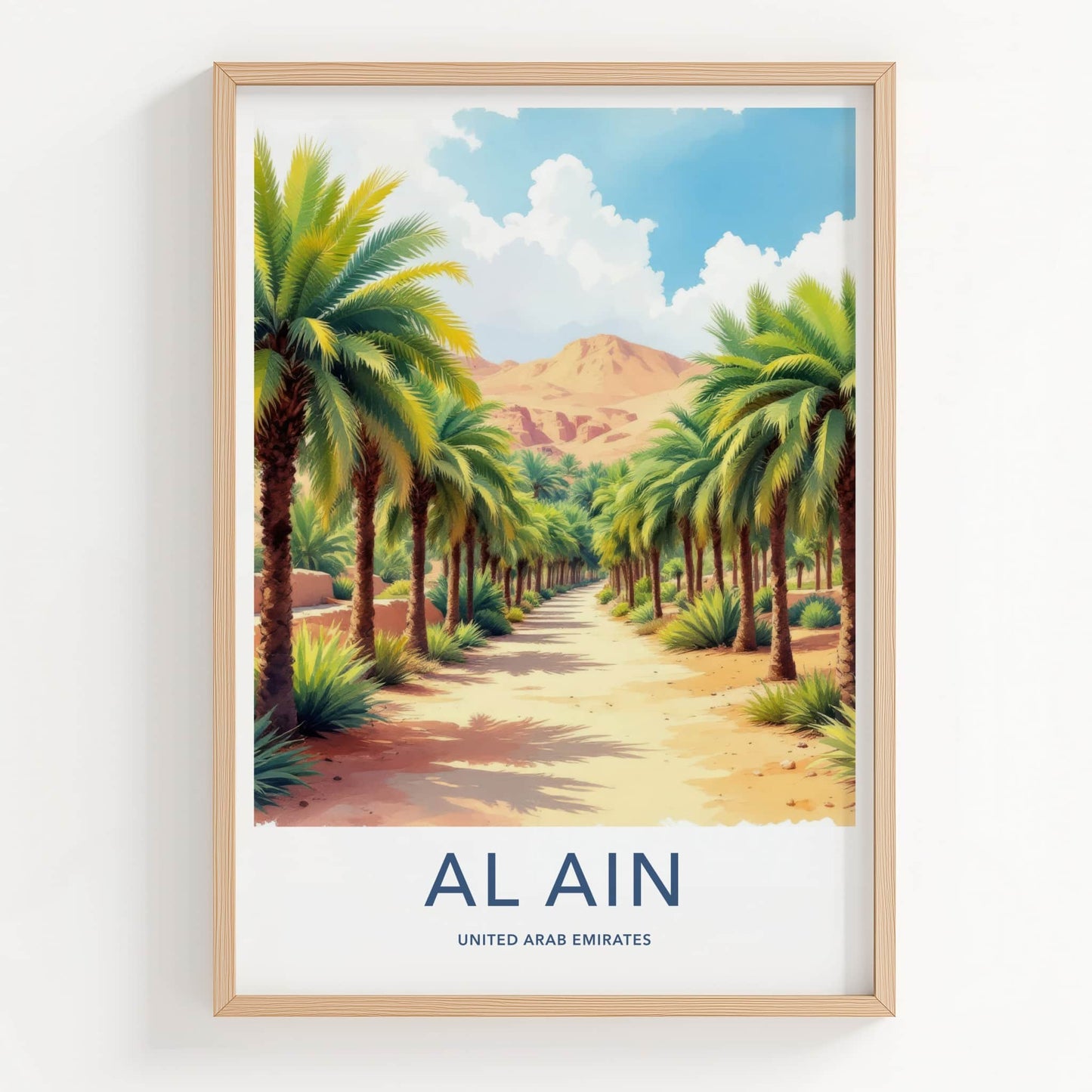 AL Ain Poster United Arab Emirates Palm Trees Desert Fine Art Wall Art