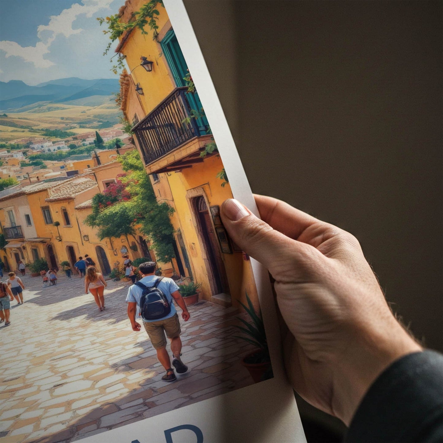 Al-Balad Poster - Jordan Travel Art - Sunlit Cobblestone Street Home Decor