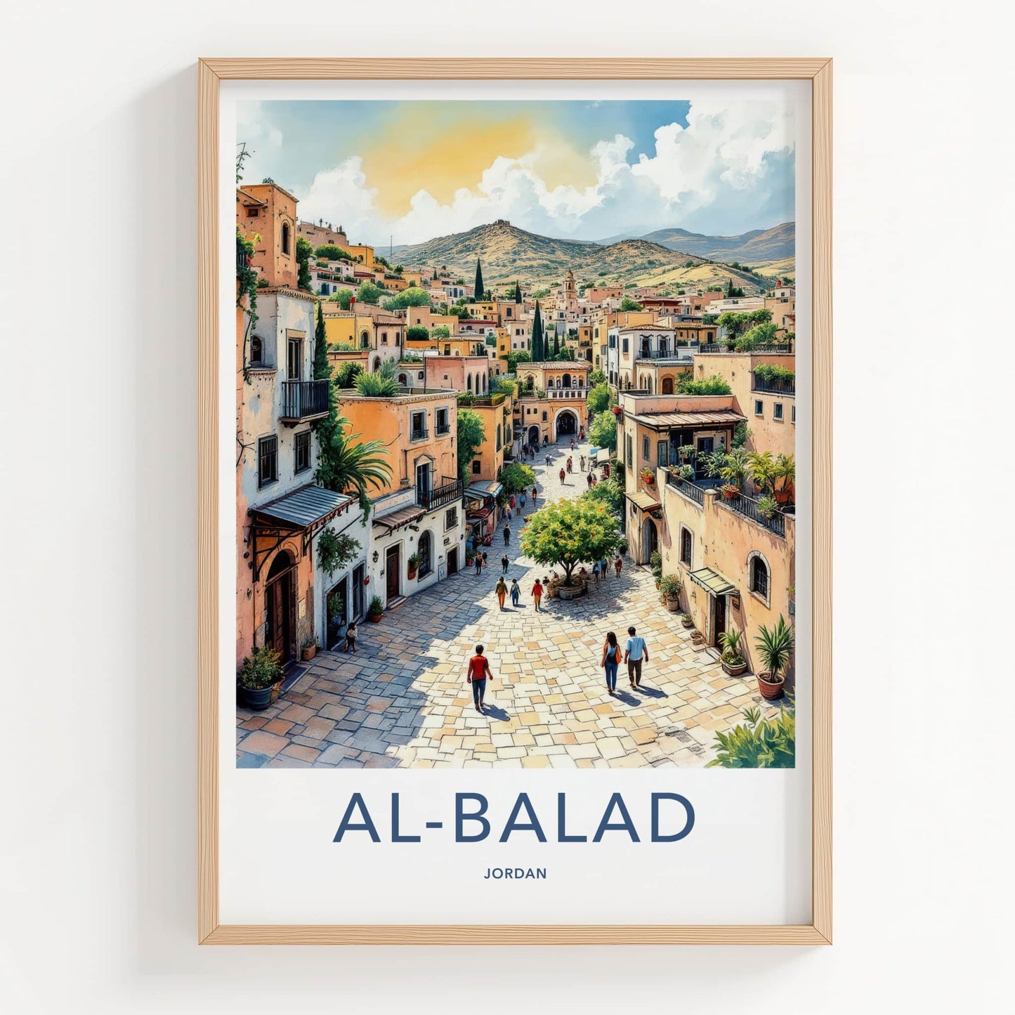 AL-BALAD Poster - Jordan Travel Art - Vibrant Village Street Home Decor