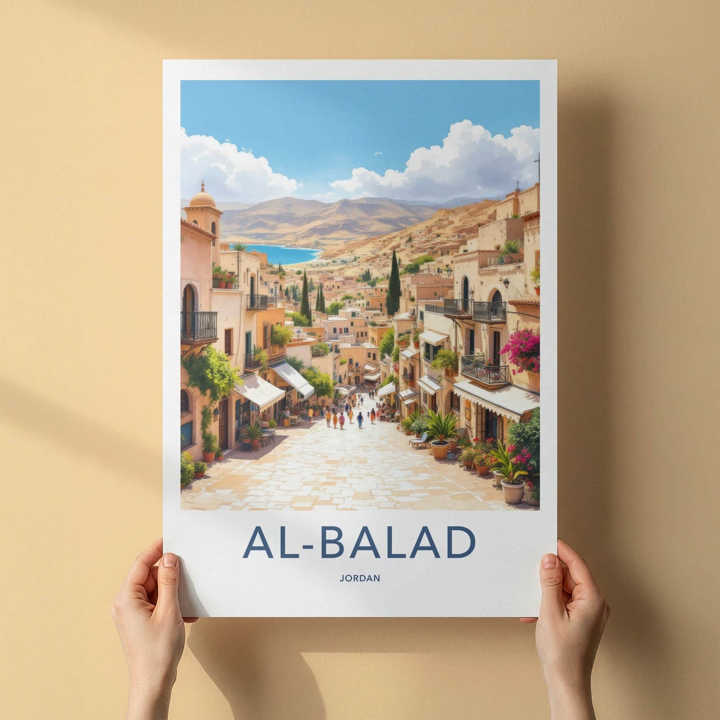 Al-Balad Poster - Jordan Travel Art - Winding Street Coastal Home Decor