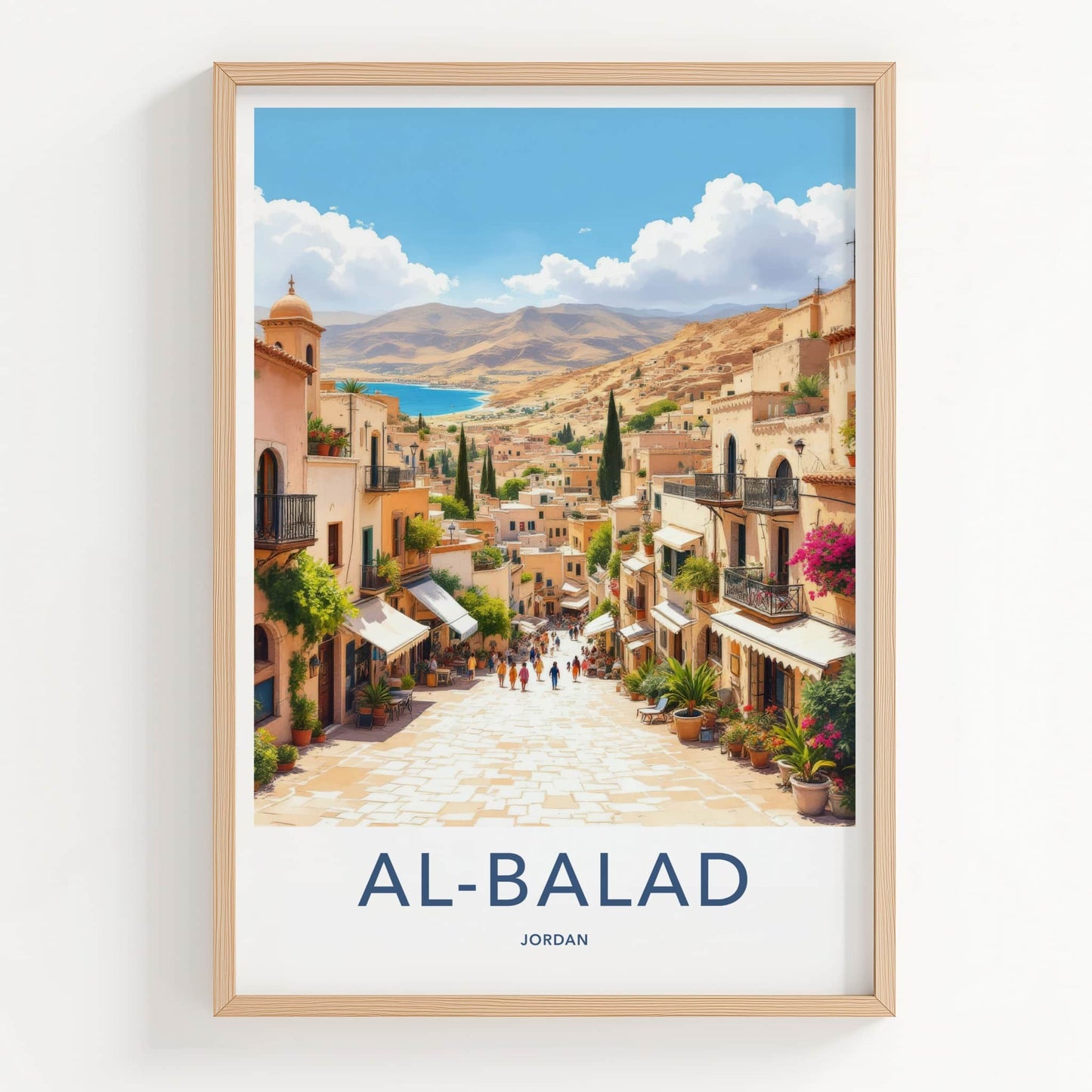 Al-Balad Poster - Jordan Travel Art - Winding Street Coastal Home Decor