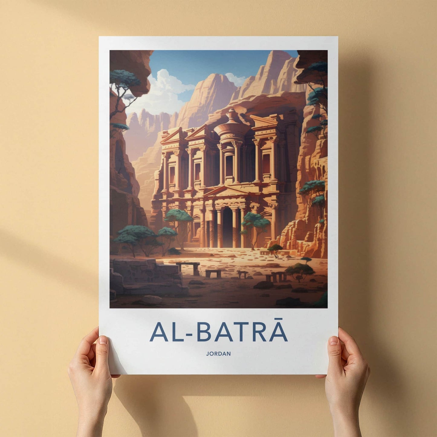 Al Batra Poster - Jordan Travel Art - Ancient Rock Structure Home Decor