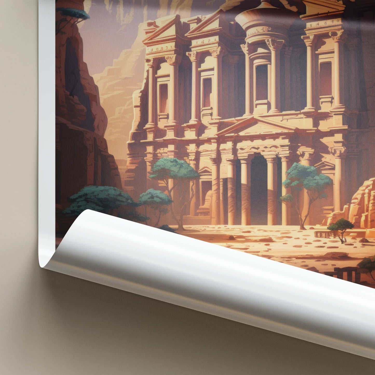 Al Batra Poster - Jordan Travel Art - Ancient Rock Structure Home Decor