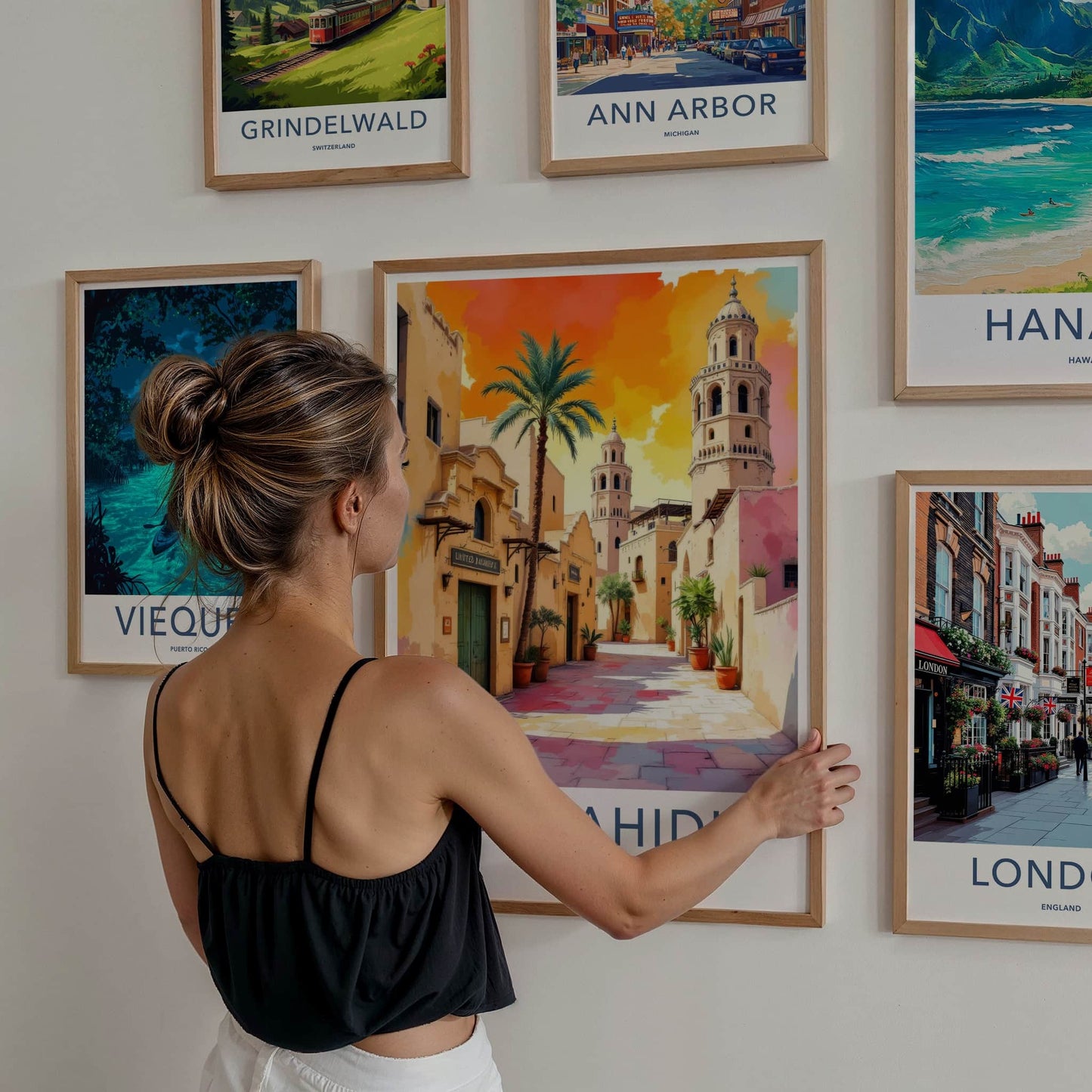 Al Fahidi Poster - Dubai Travel Art - Ancient Towers Street Gallery Art