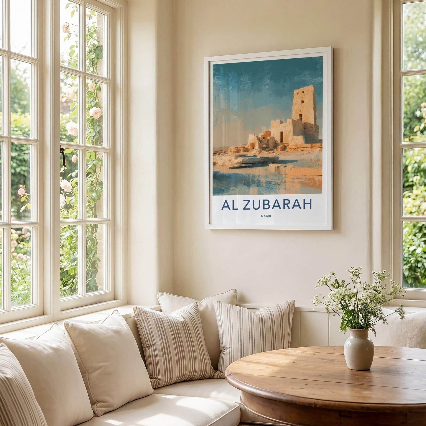Al Zubarah Poster - Qatar Travel Illustration - Desert Fort Home Decor