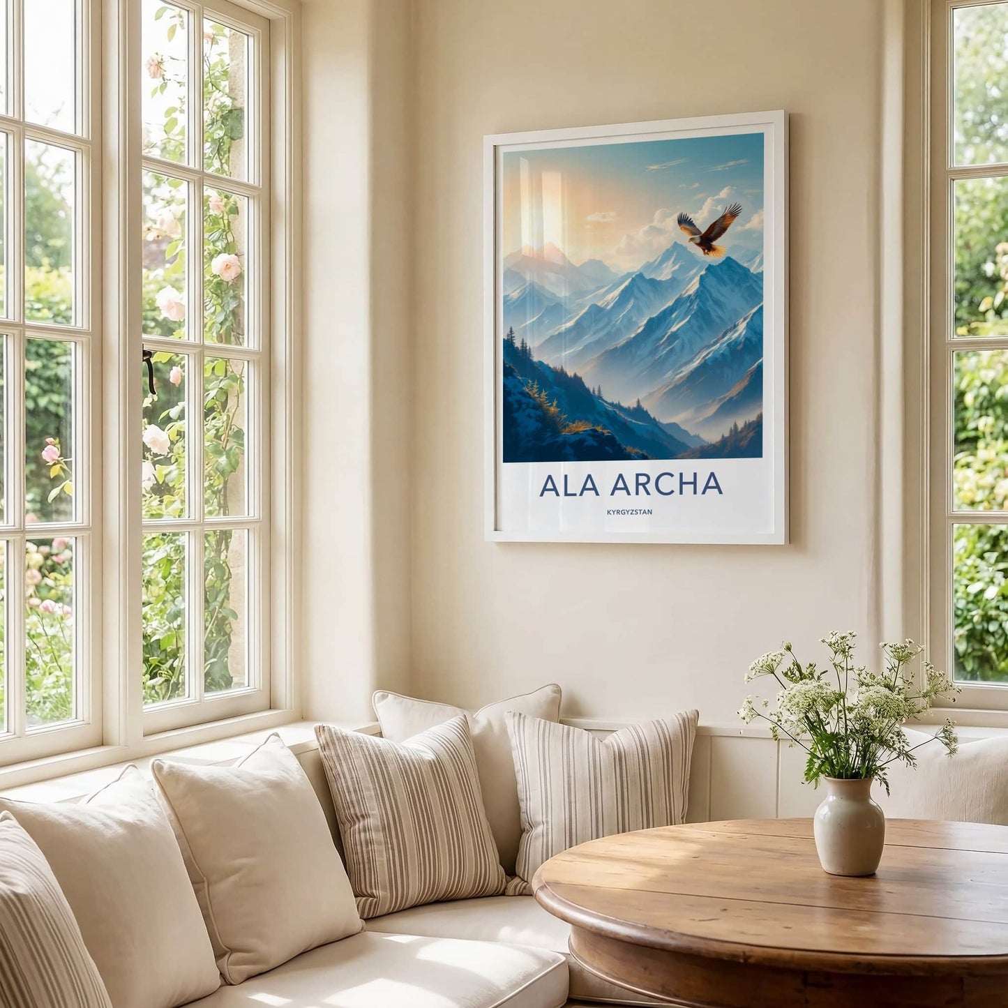 Ala Archa Poster - Kyrgyzstan Travel Art - Soaring Eagle Mountains Wall Decor
