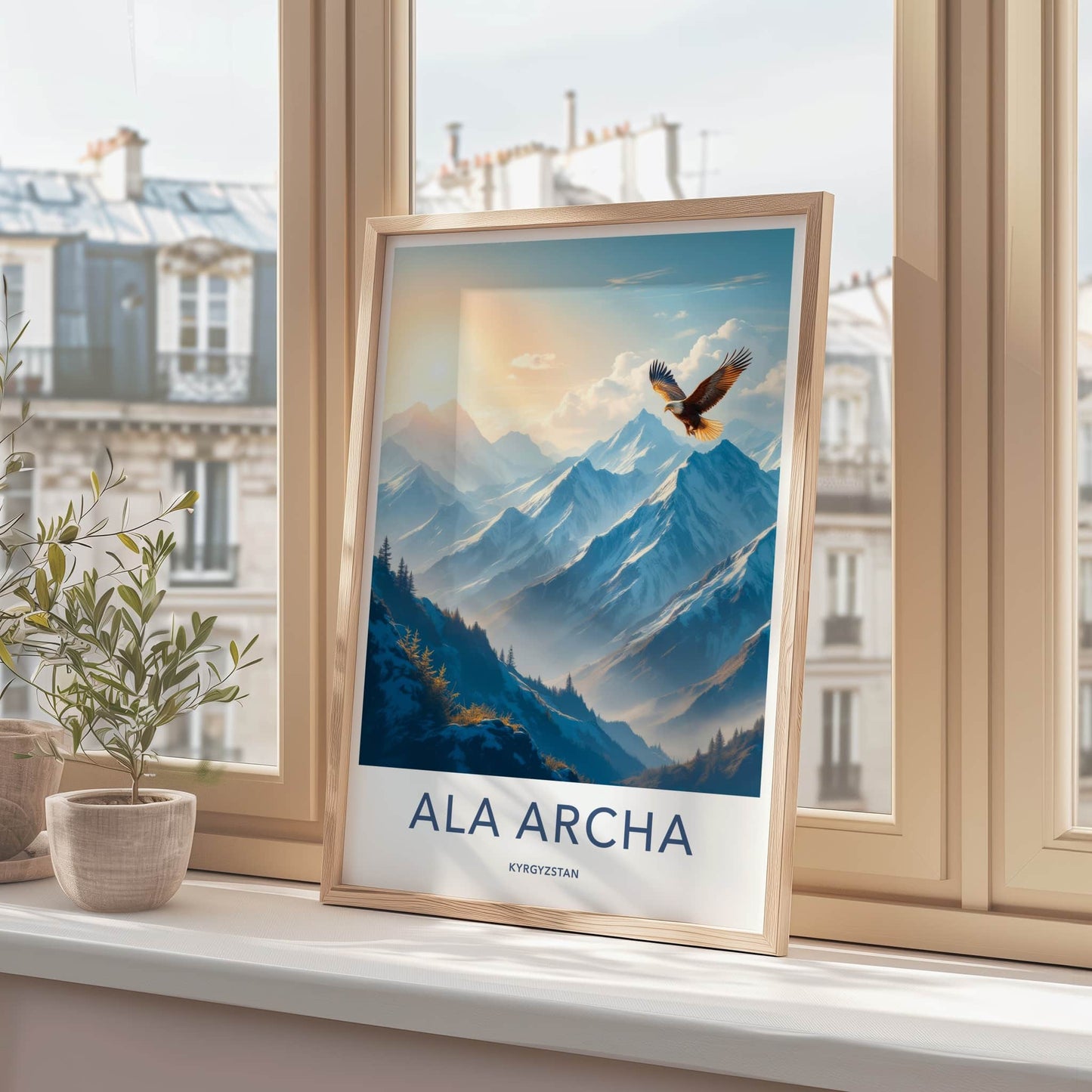 Ala Archa Poster - Kyrgyzstan Travel Art - Soaring Eagle Mountains Wall Decor