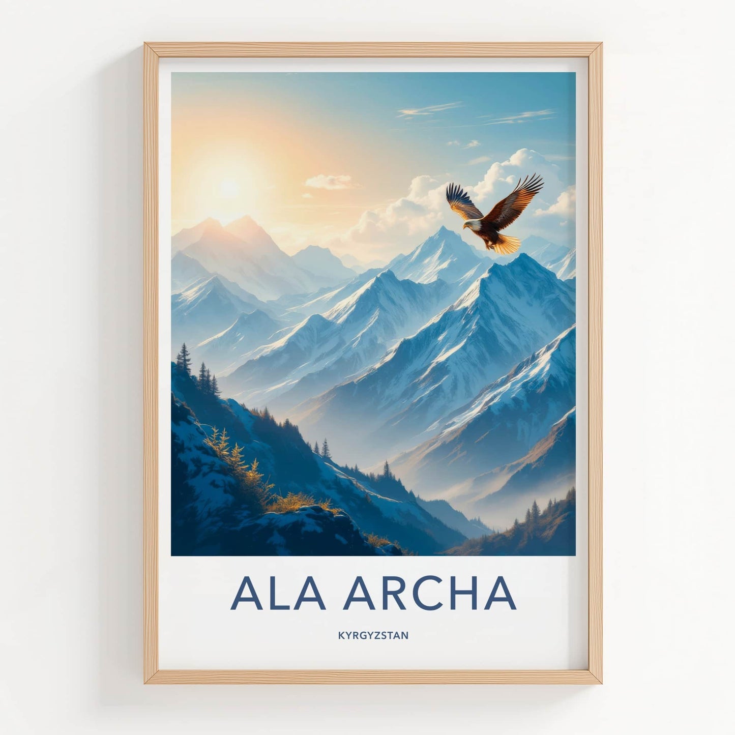 Ala Archa Poster - Kyrgyzstan Travel Art - Soaring Eagle Mountains Wall Decor