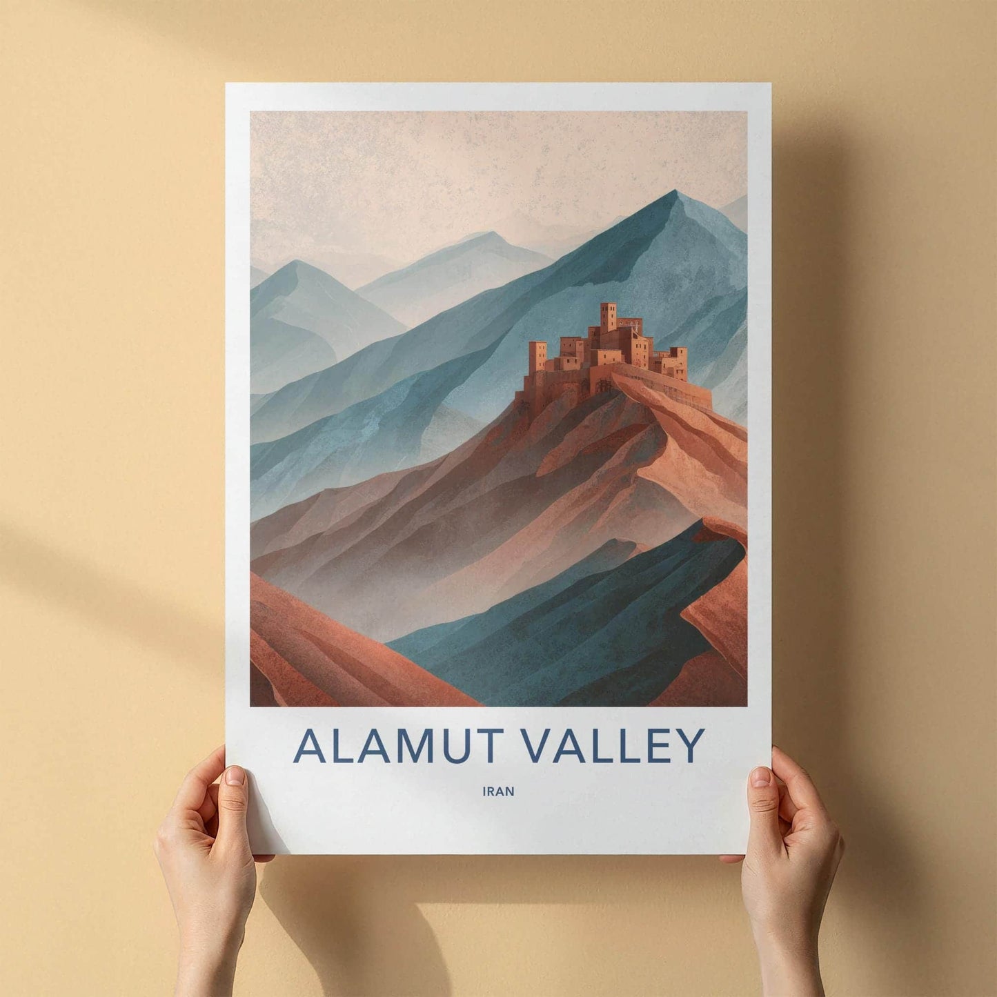Alamut Valley Poster - Iran Art Print - Desert Fortress Wall Decor