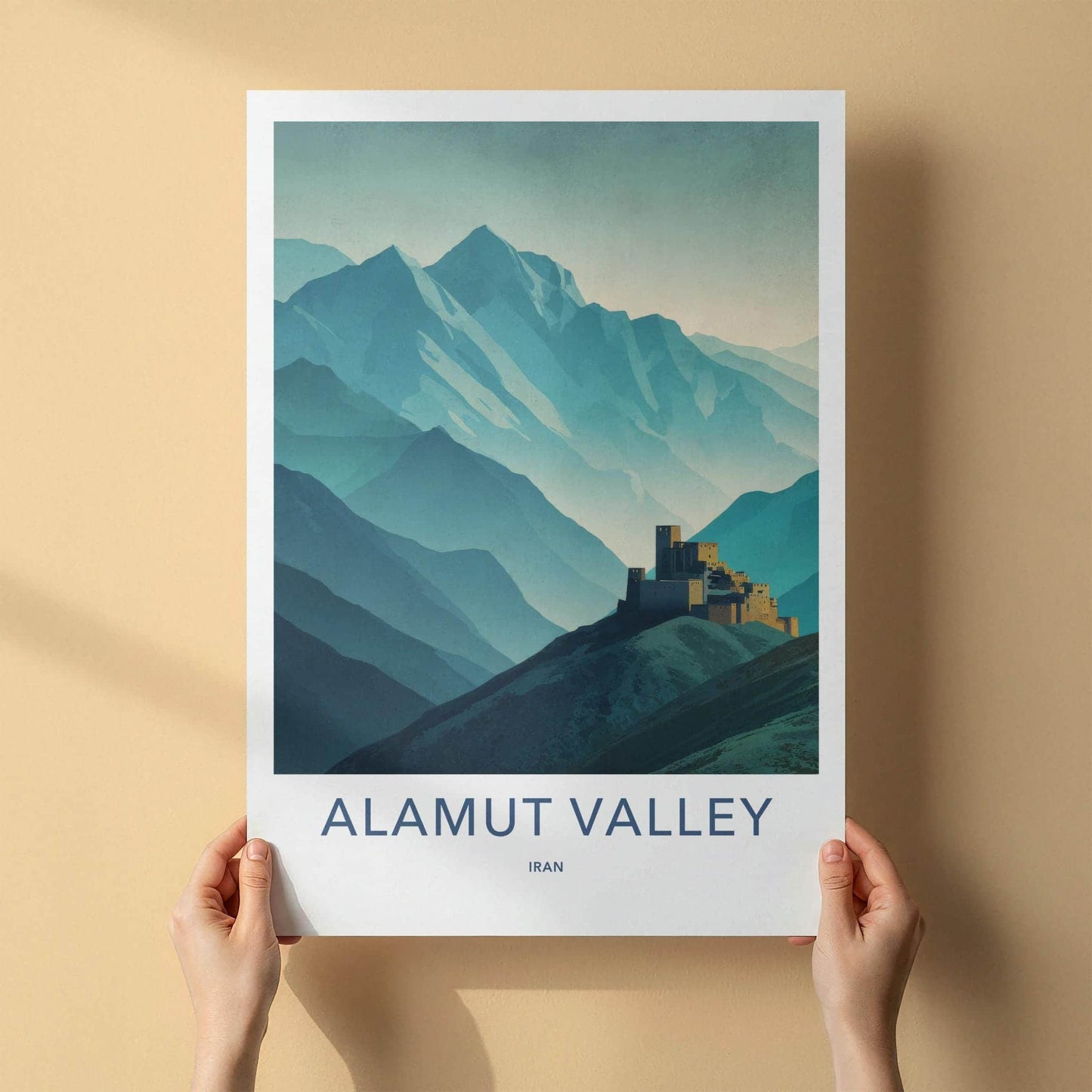 Alamut Valley Poster - Iran Travel Illustration - Fortified Peaks Home Decor