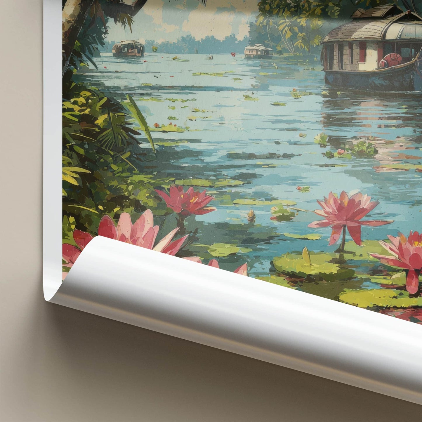 Alappuzha Poster - India Travel Print - Kerala Houseboat Lakes Home Decor