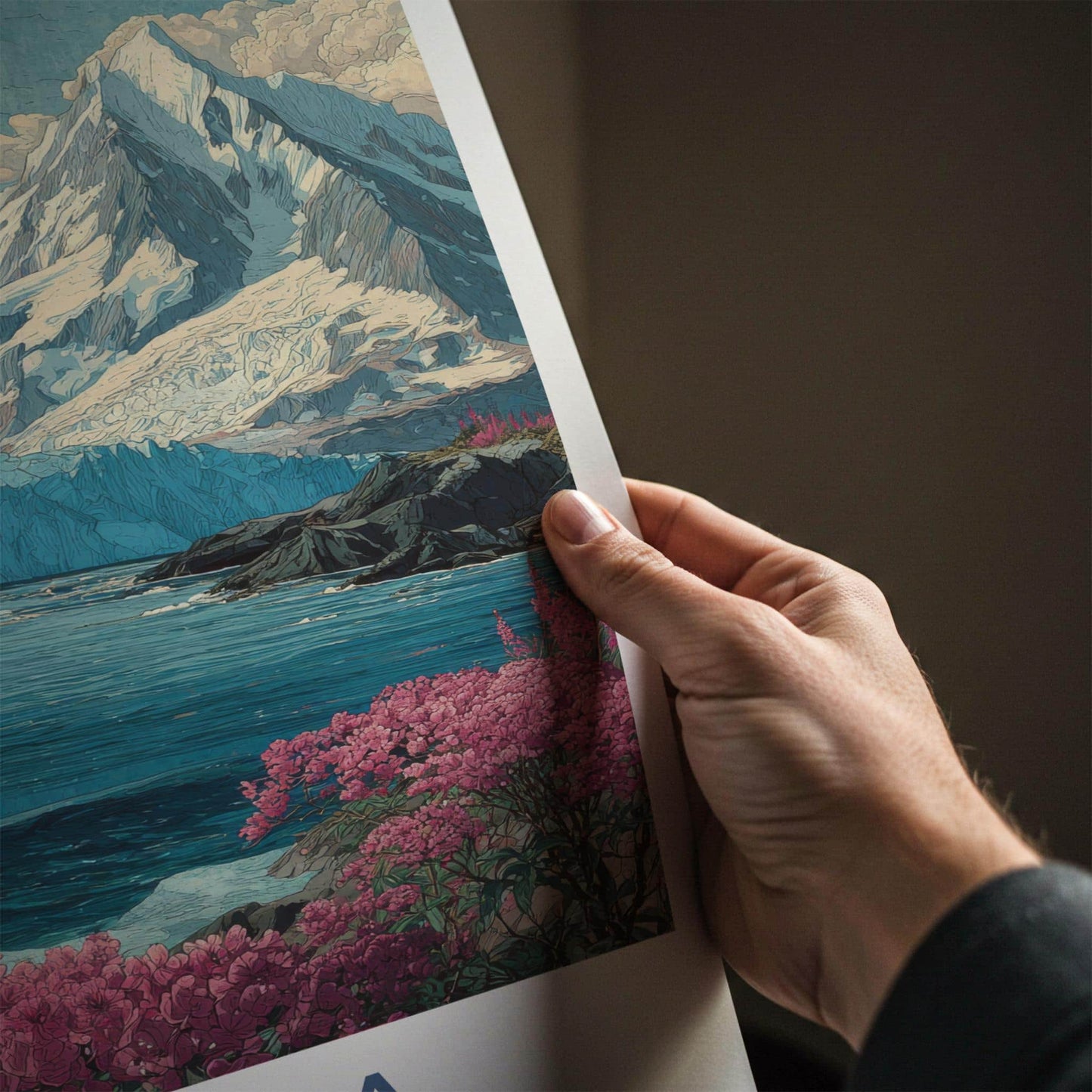 Alaska Poster - Alaska Travel Art - Glacier whale fireweed Wall Decor