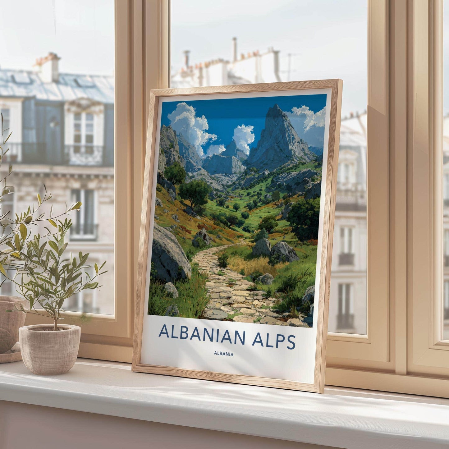 Albanian Alps Poster - Albania Travel Art - Winding valley path Wall Decor