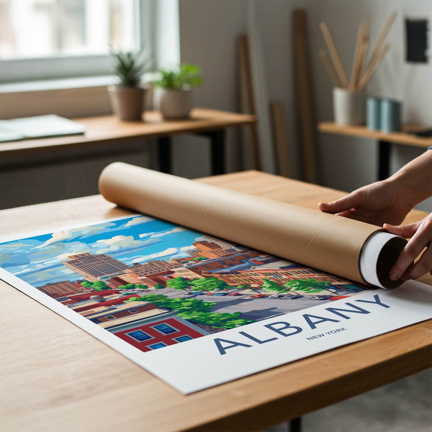 Albany Poster - New York Travel Art - City Skyline View Home Decor