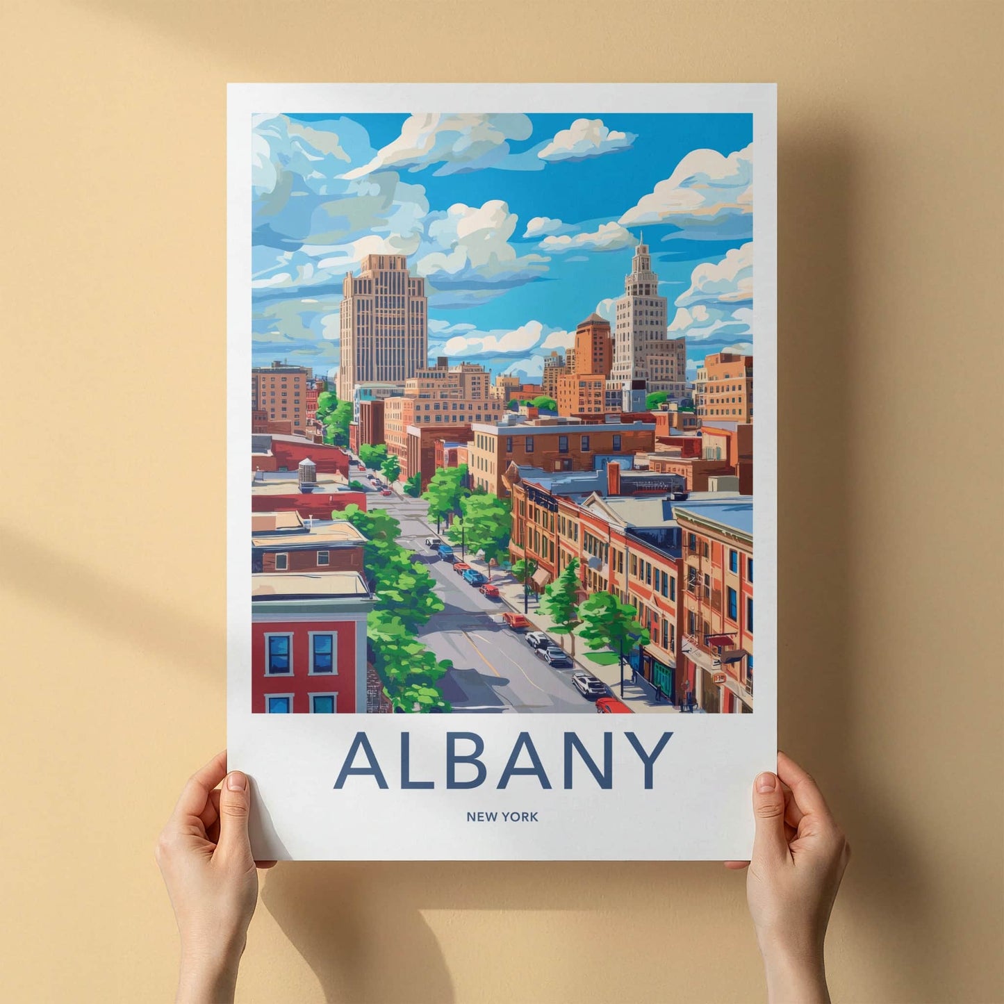 Albany Poster - New York Travel Art - City Skyline View Home Decor
