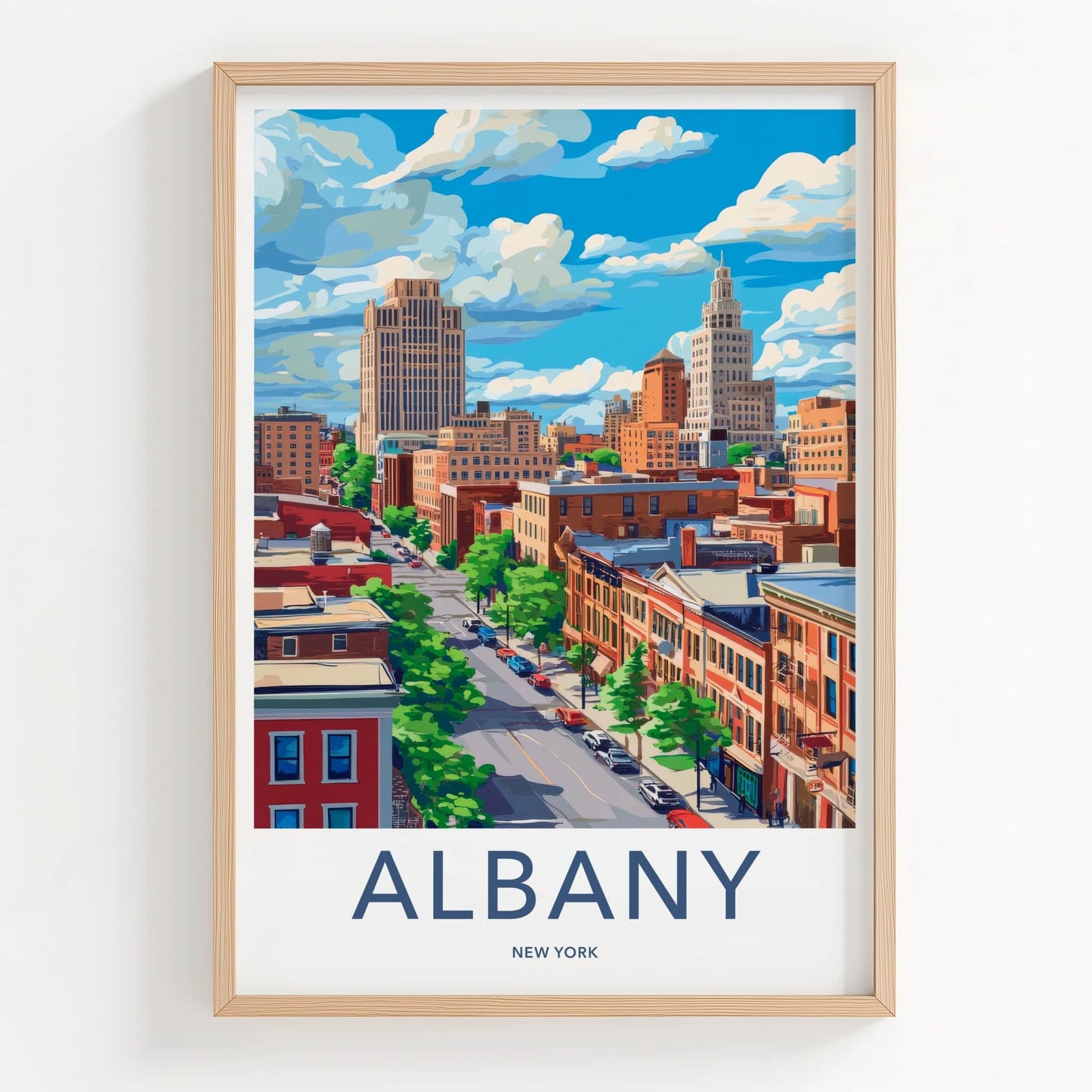 Albany Poster - New York Travel Art - City Skyline View Home Decor