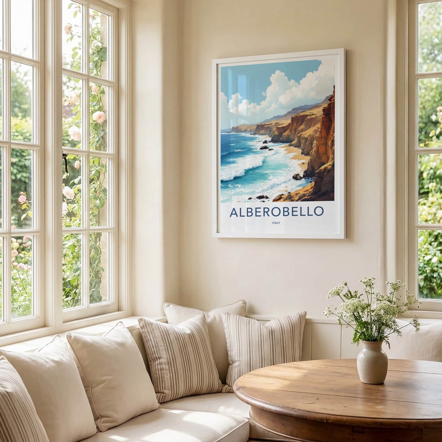 Alberobello Poster - Italy Travel Art - Scenic Ocean Bluffs Wall Decor