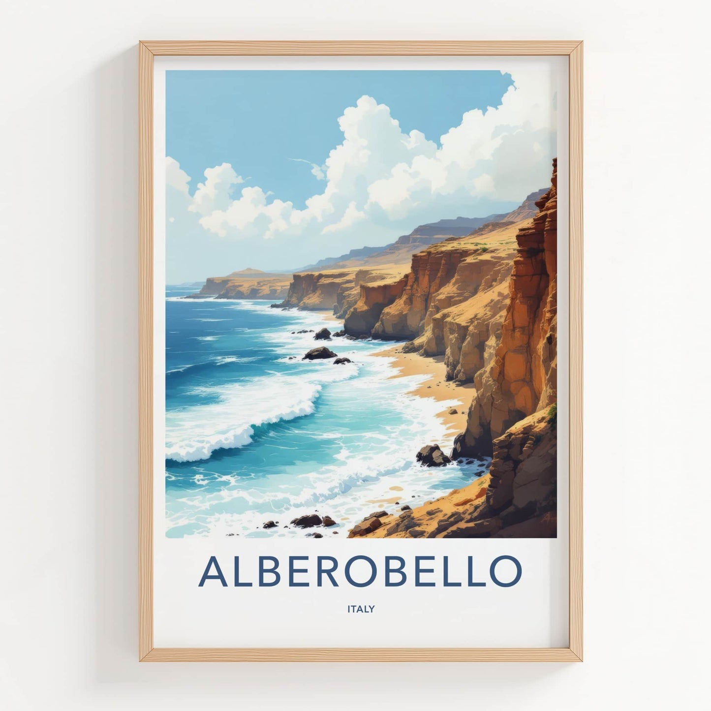 Alberobello Poster - Italy Travel Art - Scenic Ocean Bluffs Wall Decor