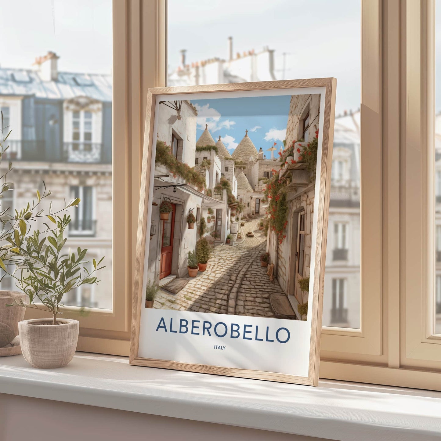 Alberobello Poster - Italy Travel Art - White Trulli Village Wall Decor