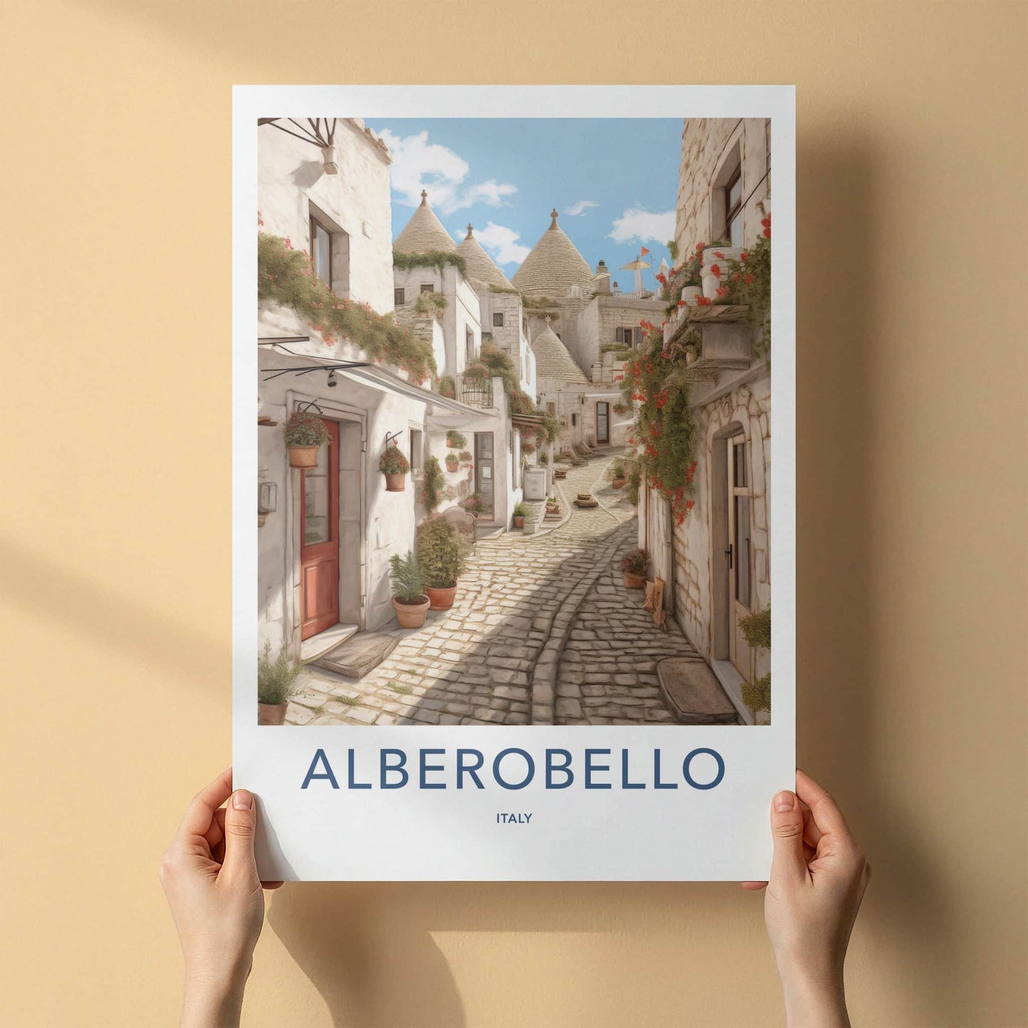 Alberobello Poster - Italy Travel Art - White Trulli Village Wall Decor