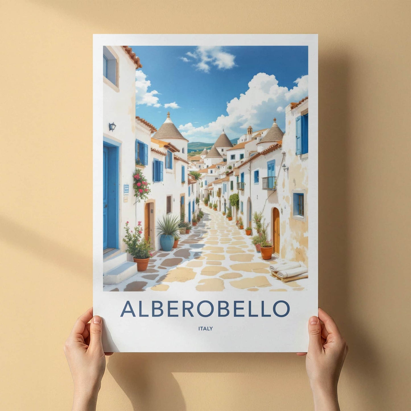 Alberobello Poster - Italy Travel Art - White Trullo Houses Home Decor