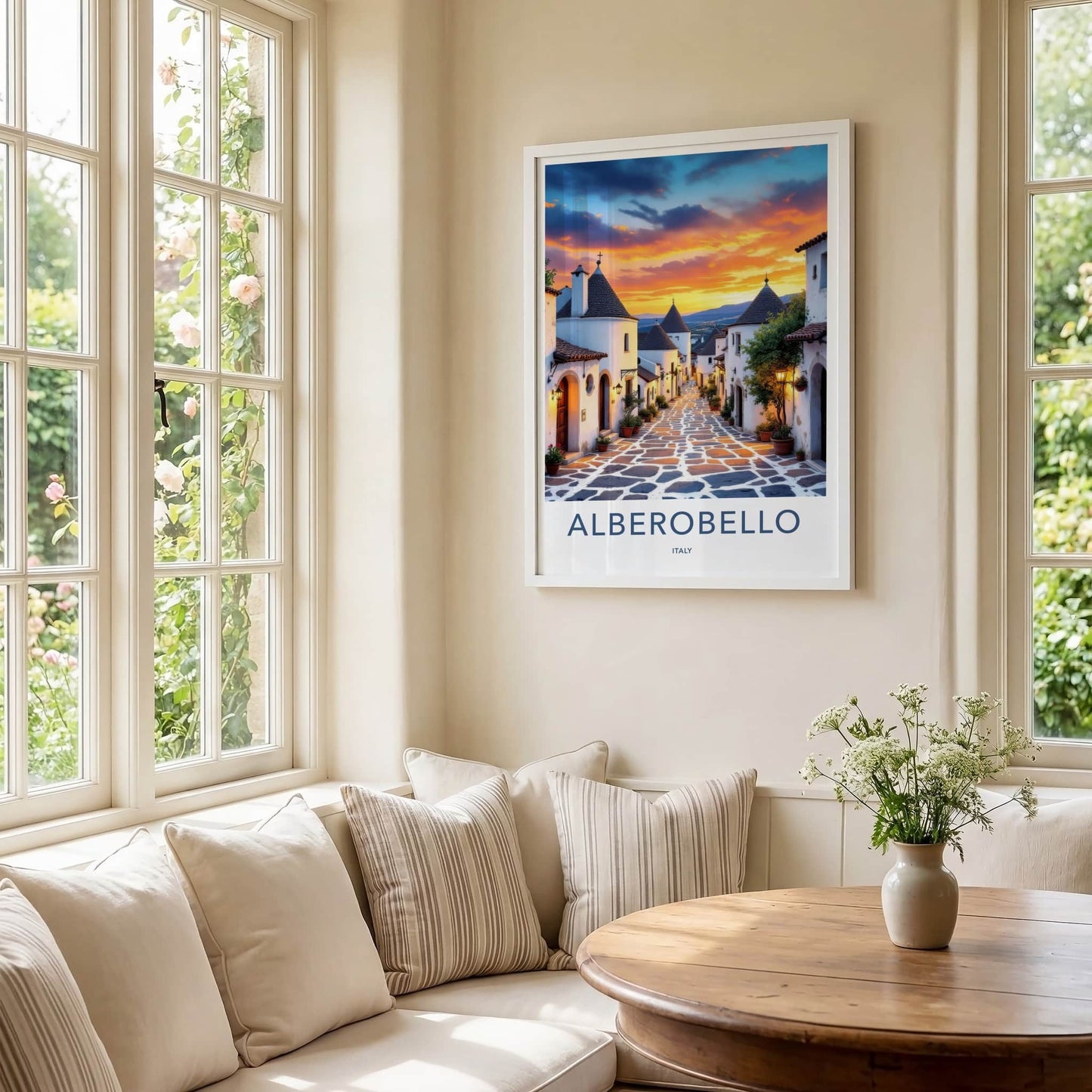 Alberobello Poster - Italy Wall Art - Sunset Trulli Village Home Decor