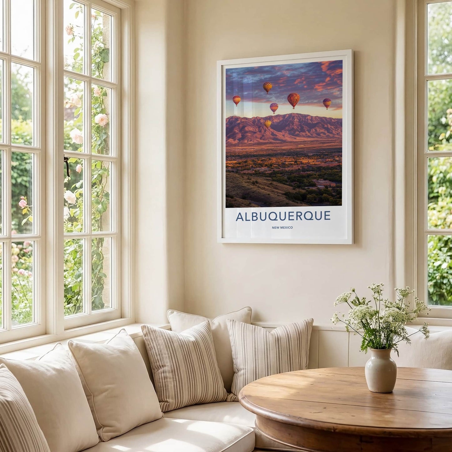 Albuquerque Poster - New Mexico Travel Art - Sunset Mountain Balloons Home Decor