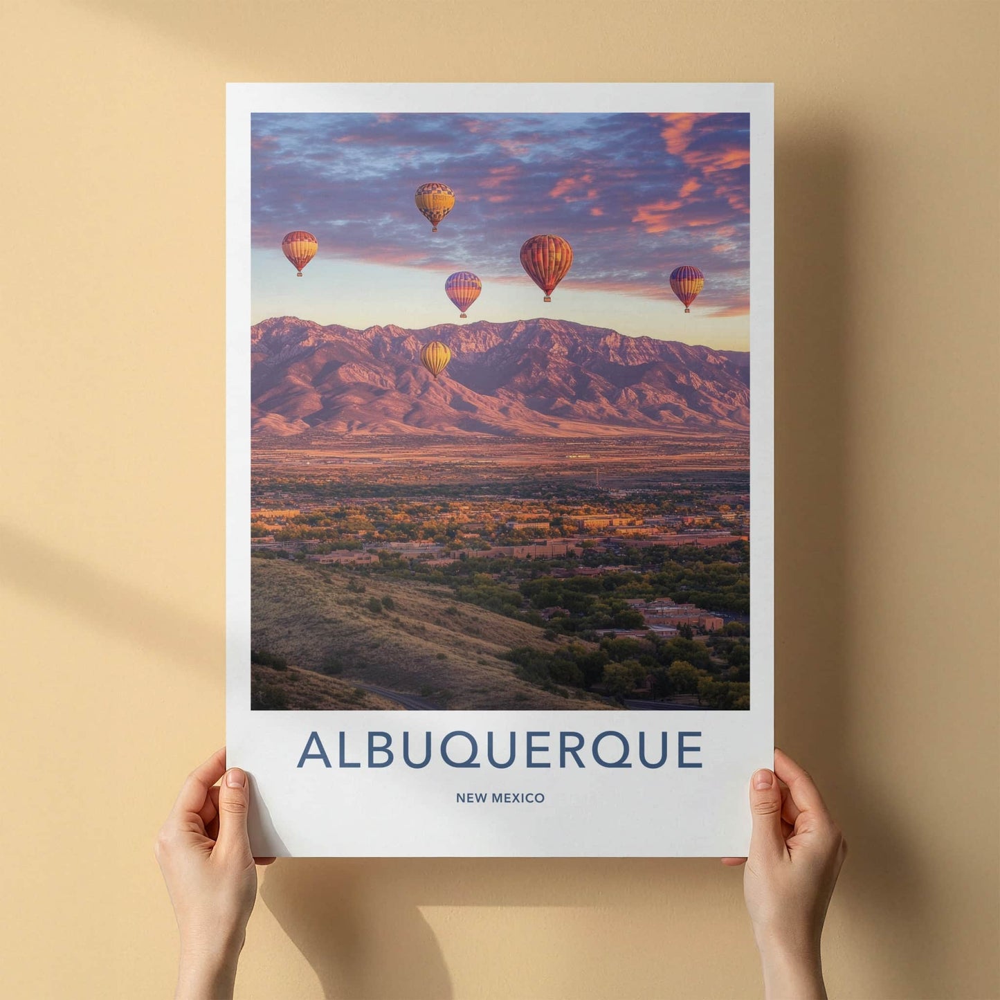 Albuquerque Poster - New Mexico Travel Art - Sunset Mountain Balloons Home Decor