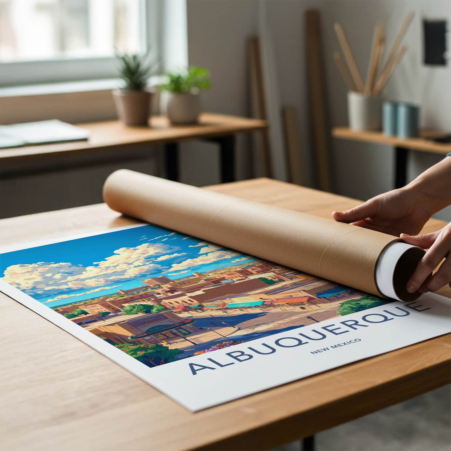 Albuquerque Poster - New Mexico Travel Art - Vibrant Cityscape Clouds Home Decor
