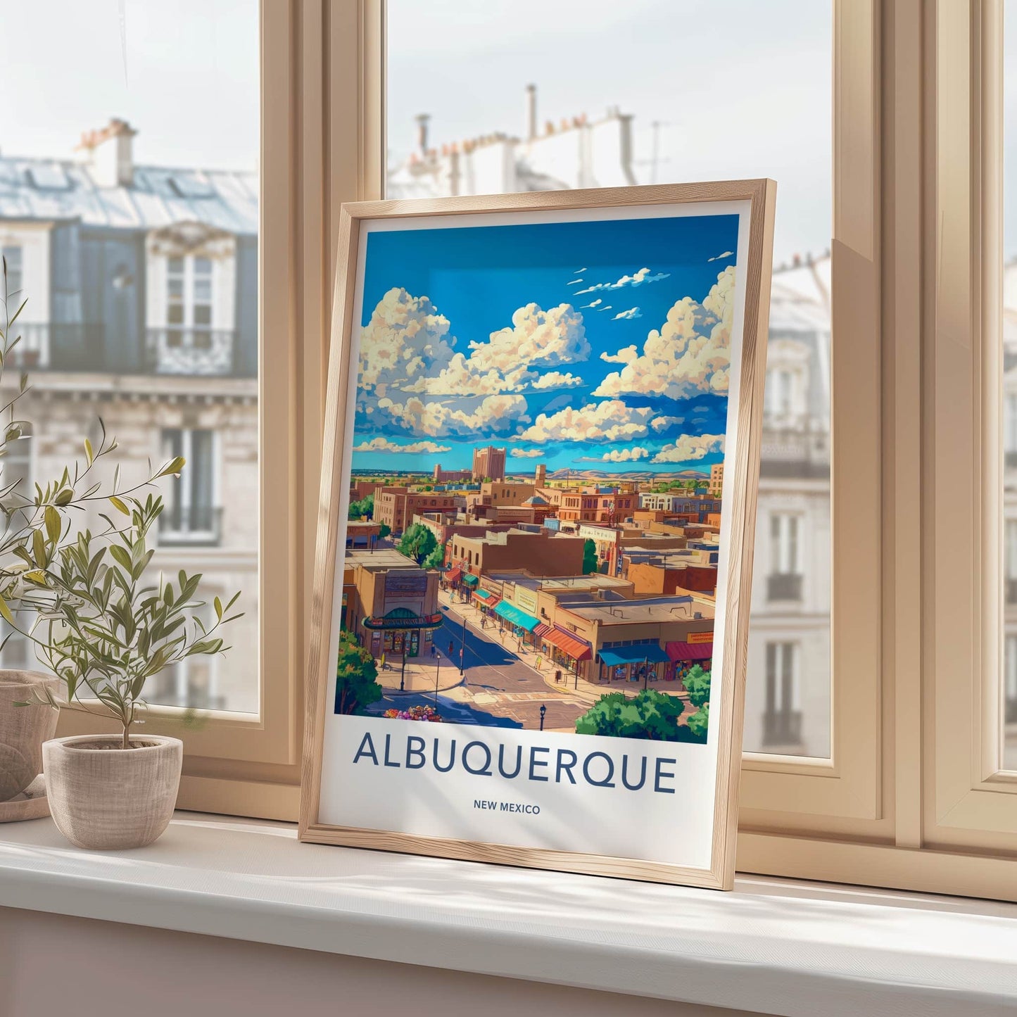 Albuquerque Poster - New Mexico Travel Art - Vibrant Cityscape Clouds Home Decor