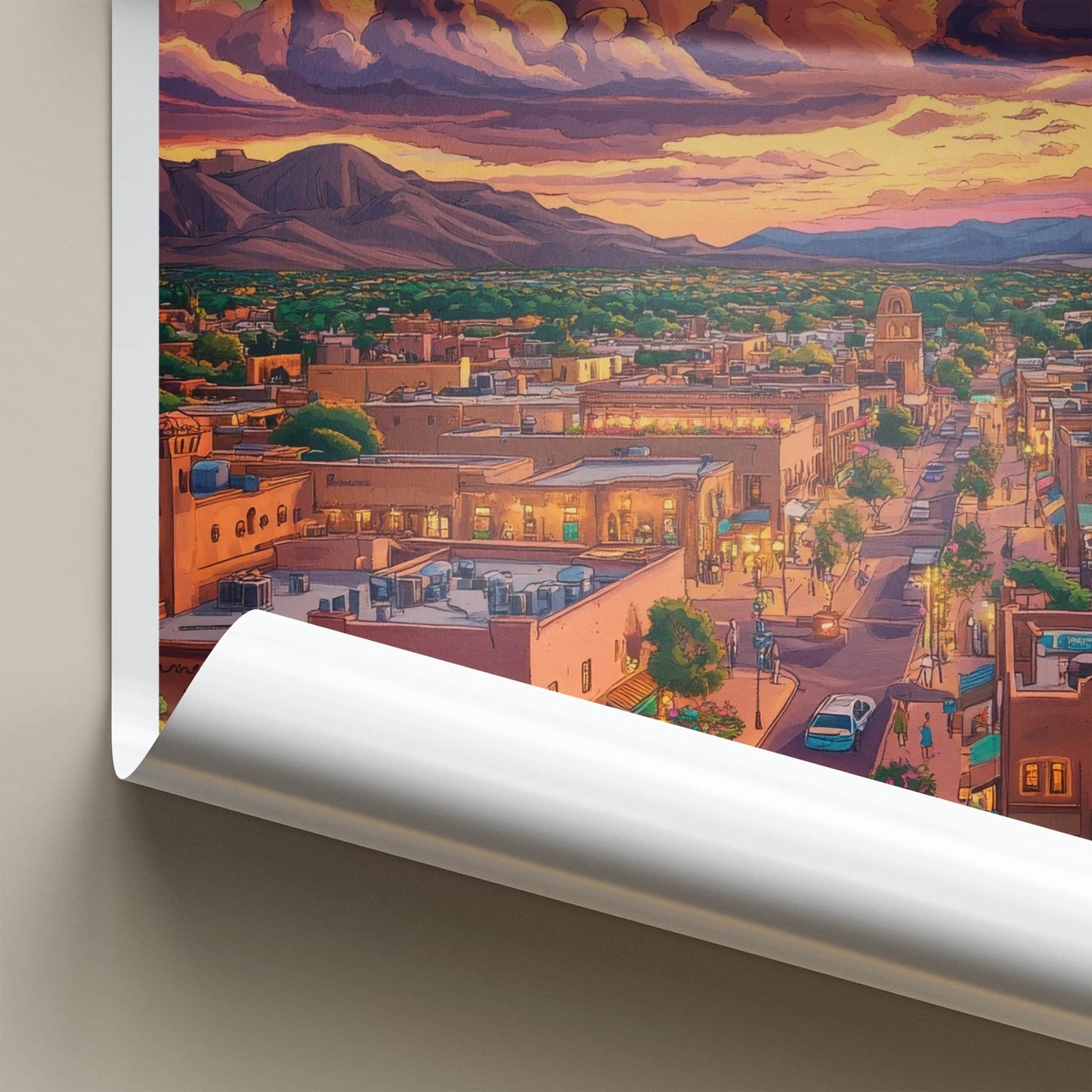 Albuquerque Poster - New Mexico Travel Art - Vibrant Sunset Cityscape Home Decor