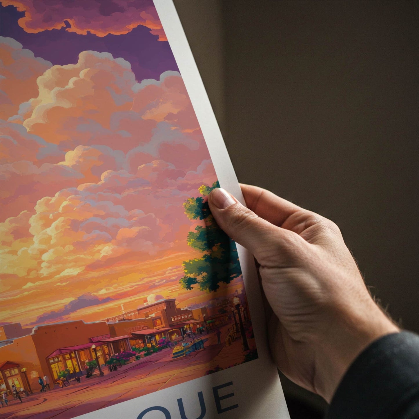Albuquerque Poster - New Mexico Travel Art - Vibrant Sunset Street Home Decor
