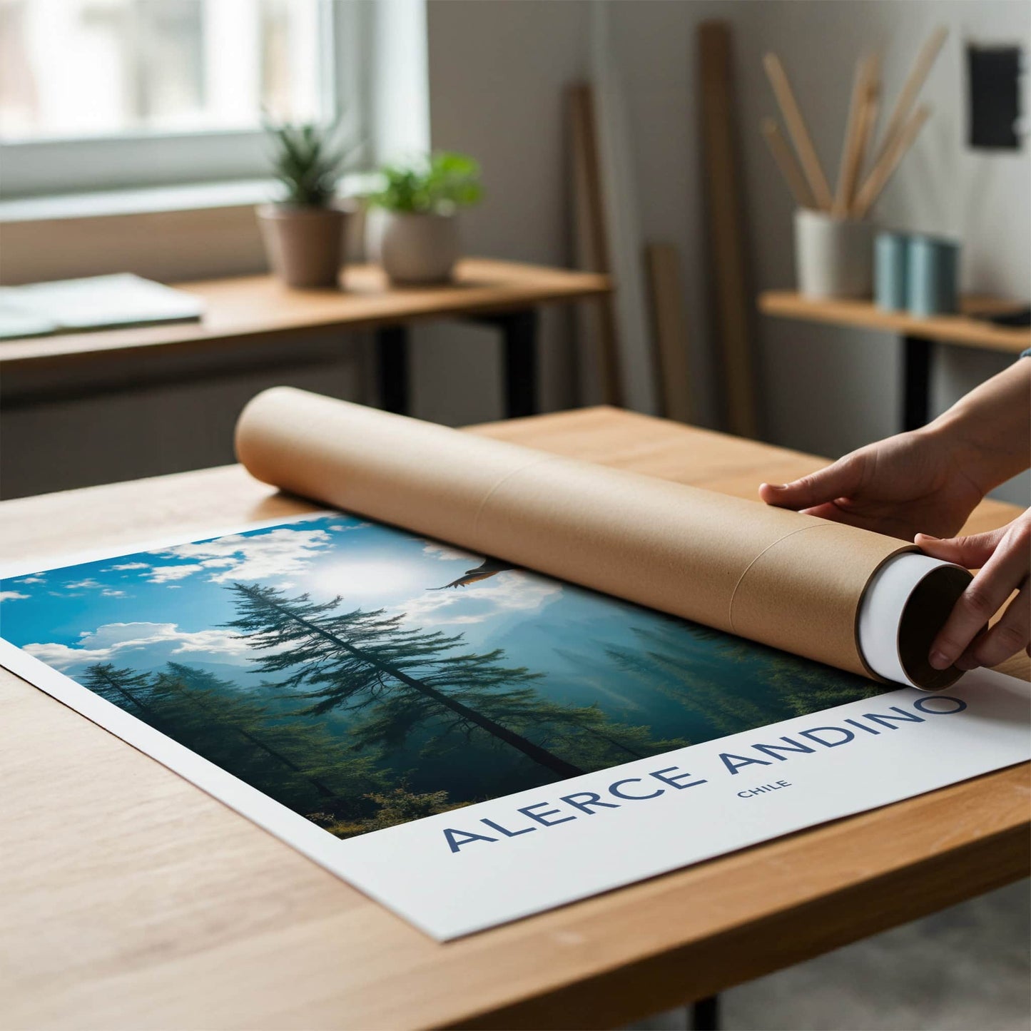 Alerce Andino Poster - Chile Travel Art - Soaring Eagle Sky Home Decor