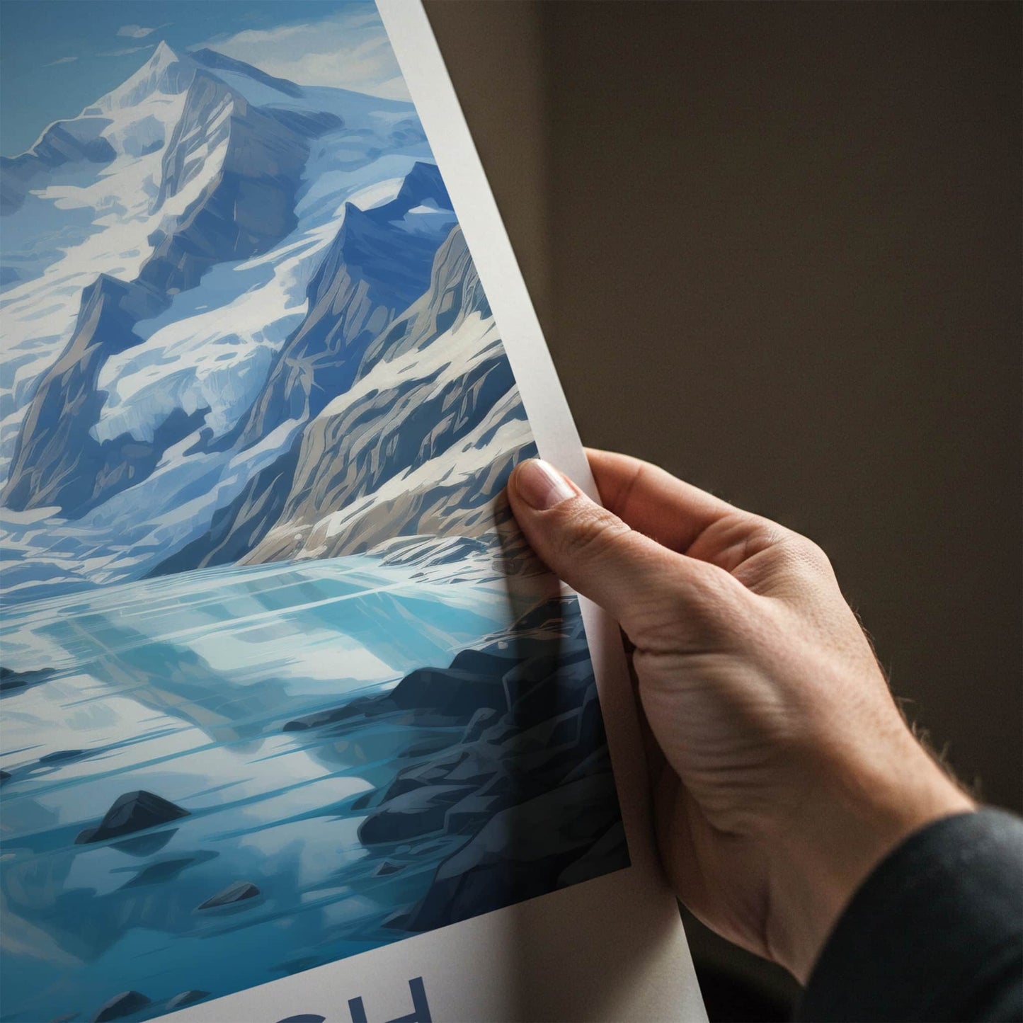 Aletsch Glacier Poster - Switzerland Travel Art - Clear Glacial Lake Home Decor