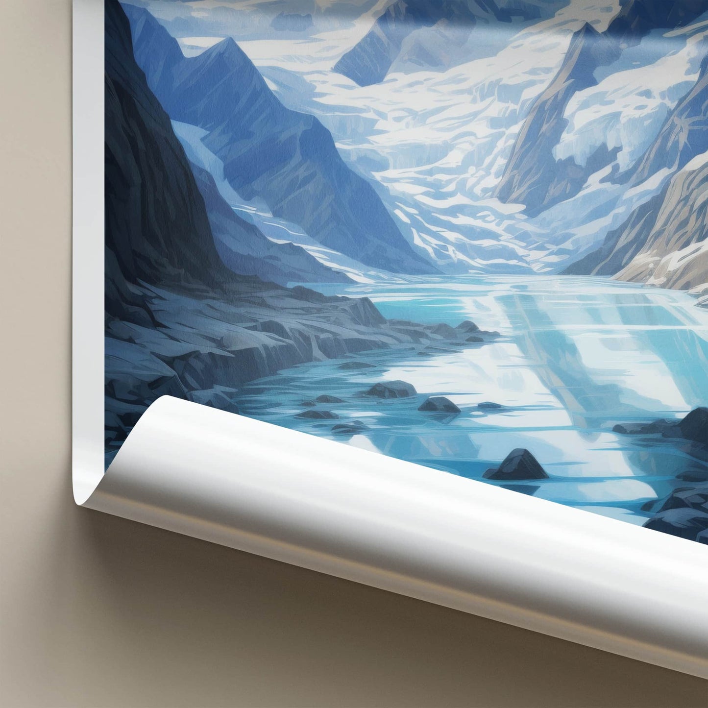 Aletsch Glacier Poster - Switzerland Travel Art - Clear Glacial Lake Home Decor