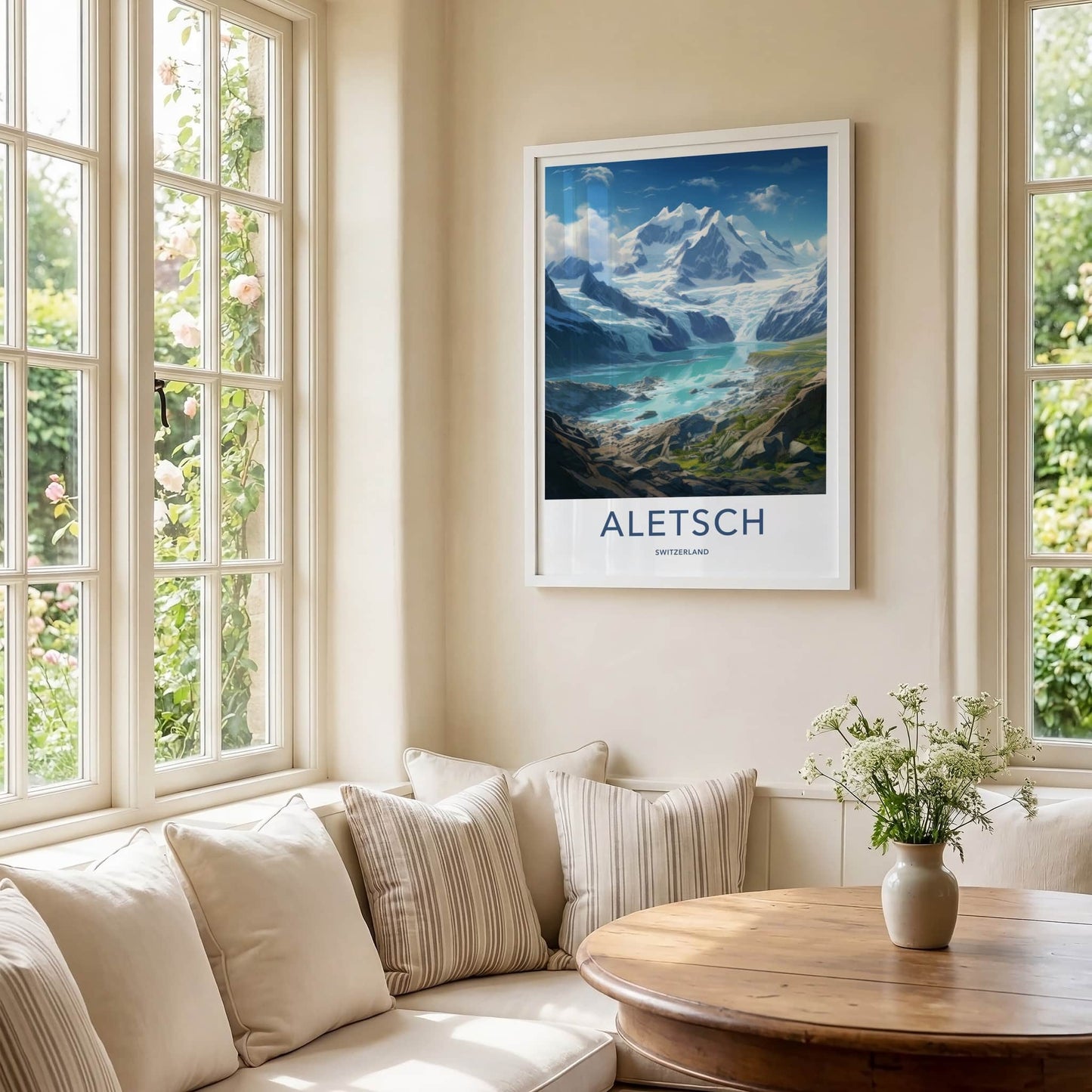 Aletsch Poster - Switzerland Travel Art - Majestic Glacier Lake Home Decor