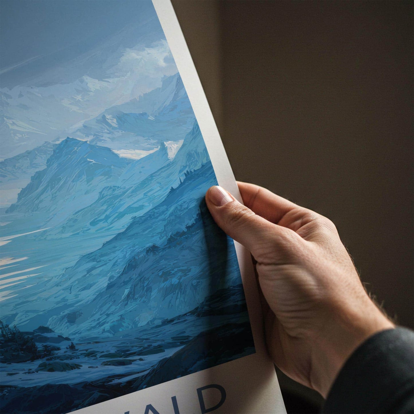 Aletschwald Poster - Switzerland Travel Illustration - Icy mountain valley Home Decor